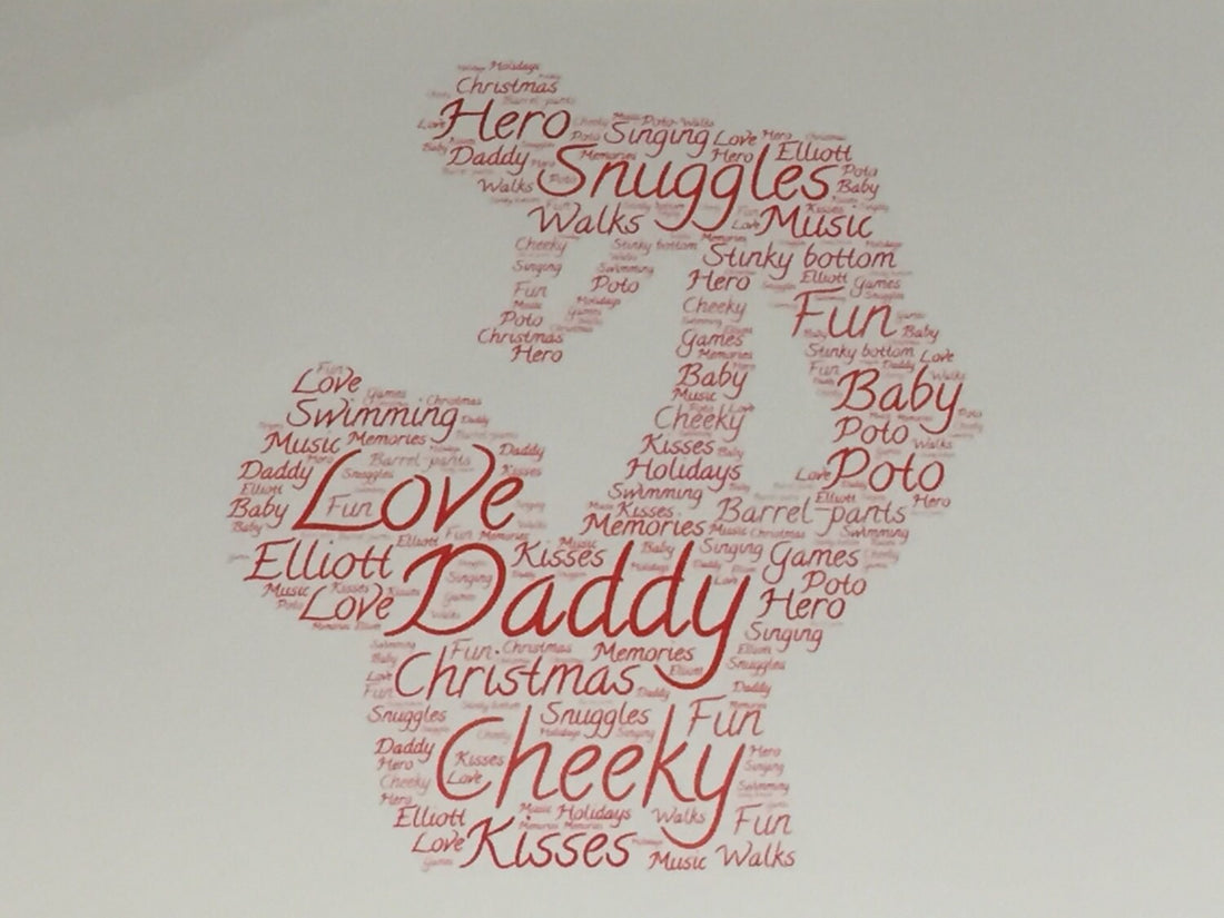 Father's Day Word Art Card - Customised with you choice of shape, words and colours.
