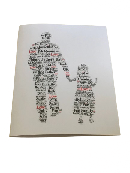 Typography Personalised Card perfect for Father's Day or Birthday. Your choice of words, colours and shape.