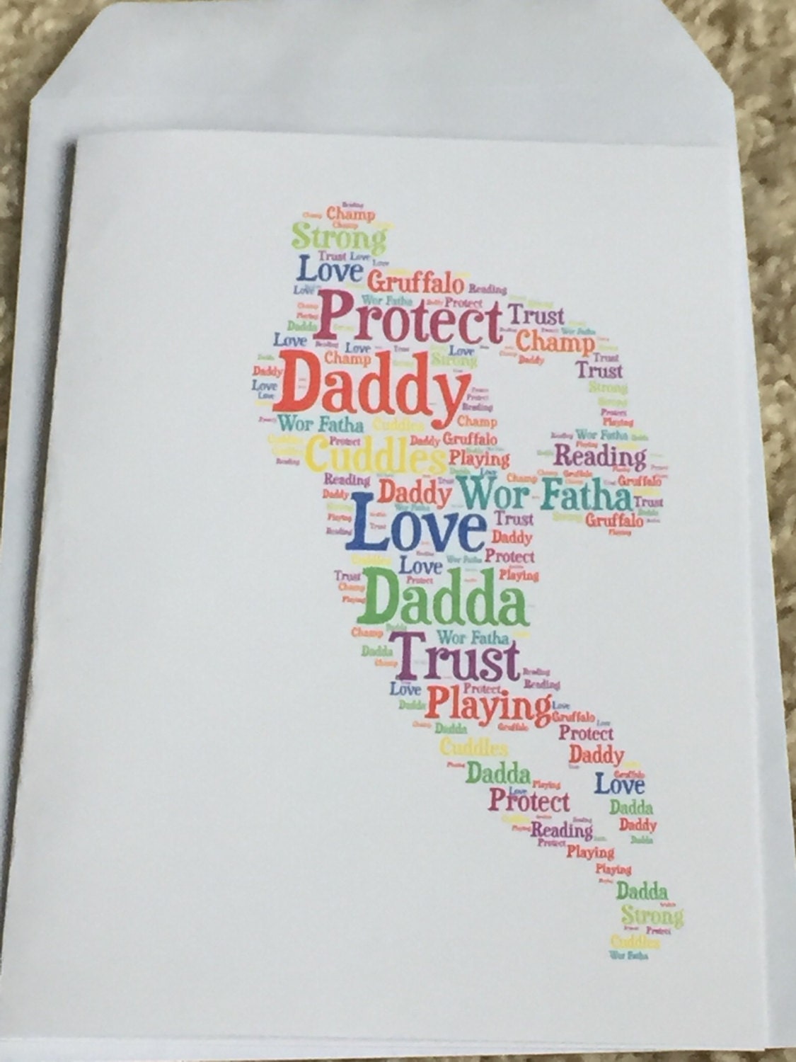 Typography Personalised Card perfect for Father's Day or Birthday. Your choice of words, colours and shape.