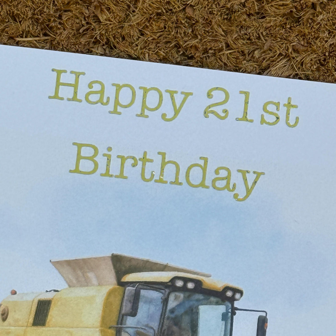 Combine Harvester Birthday Card |  Watercolour Style & Personalised Foiled Message | 6x6