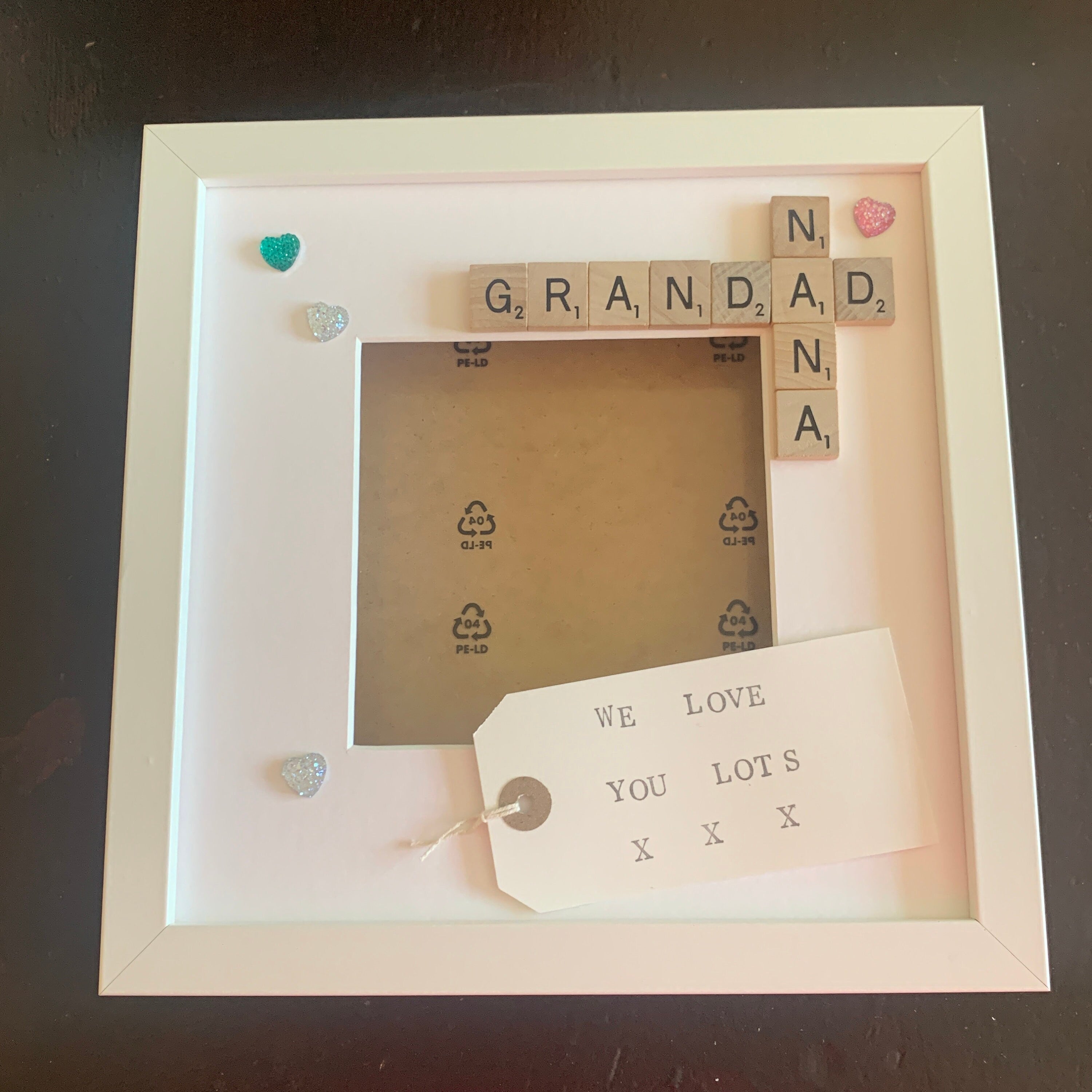 Nanny Grandad Grandparent Letter Tile Box Frame | Personalised Family Names Gift for Grandma, Nana & Grandad