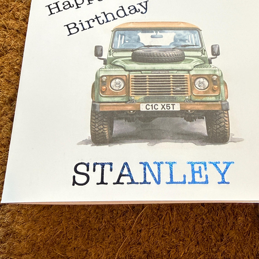 Land Rover Defender Birthday Card | Watercolour Style with Personalised Foil Details.