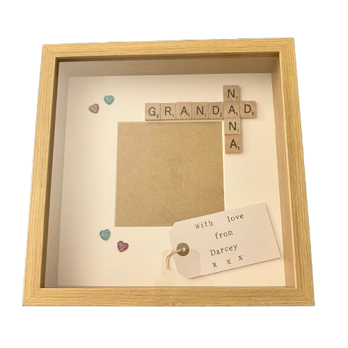 Nanny Grandad Grandparent Letter Tile Box Frame | Personalised Family Names Gift for Grandma, Nana & Grandad