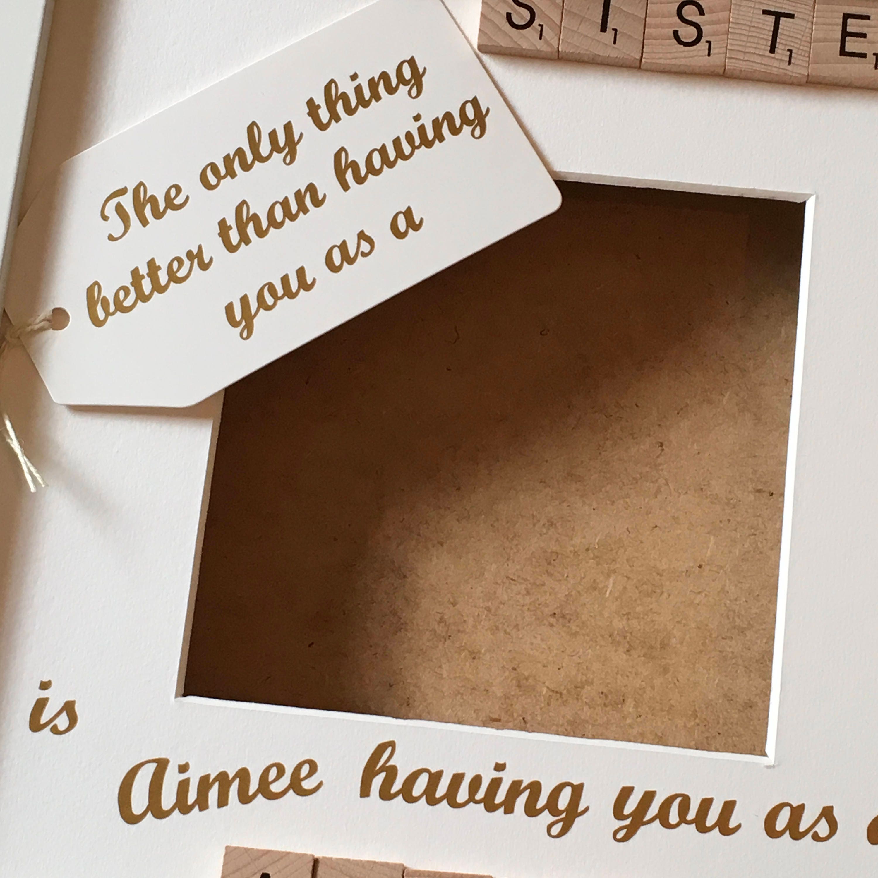 Auntie Sister Letter Tile Photo Frame - Personalised Message - available in a choice of colours