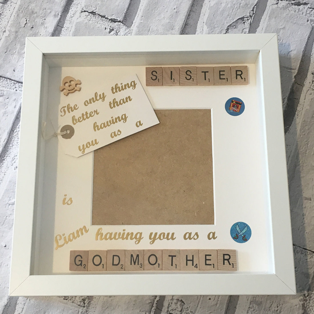 Friend to Godmother Scrabble Art Photo Frame | Personalised Godparent Gift