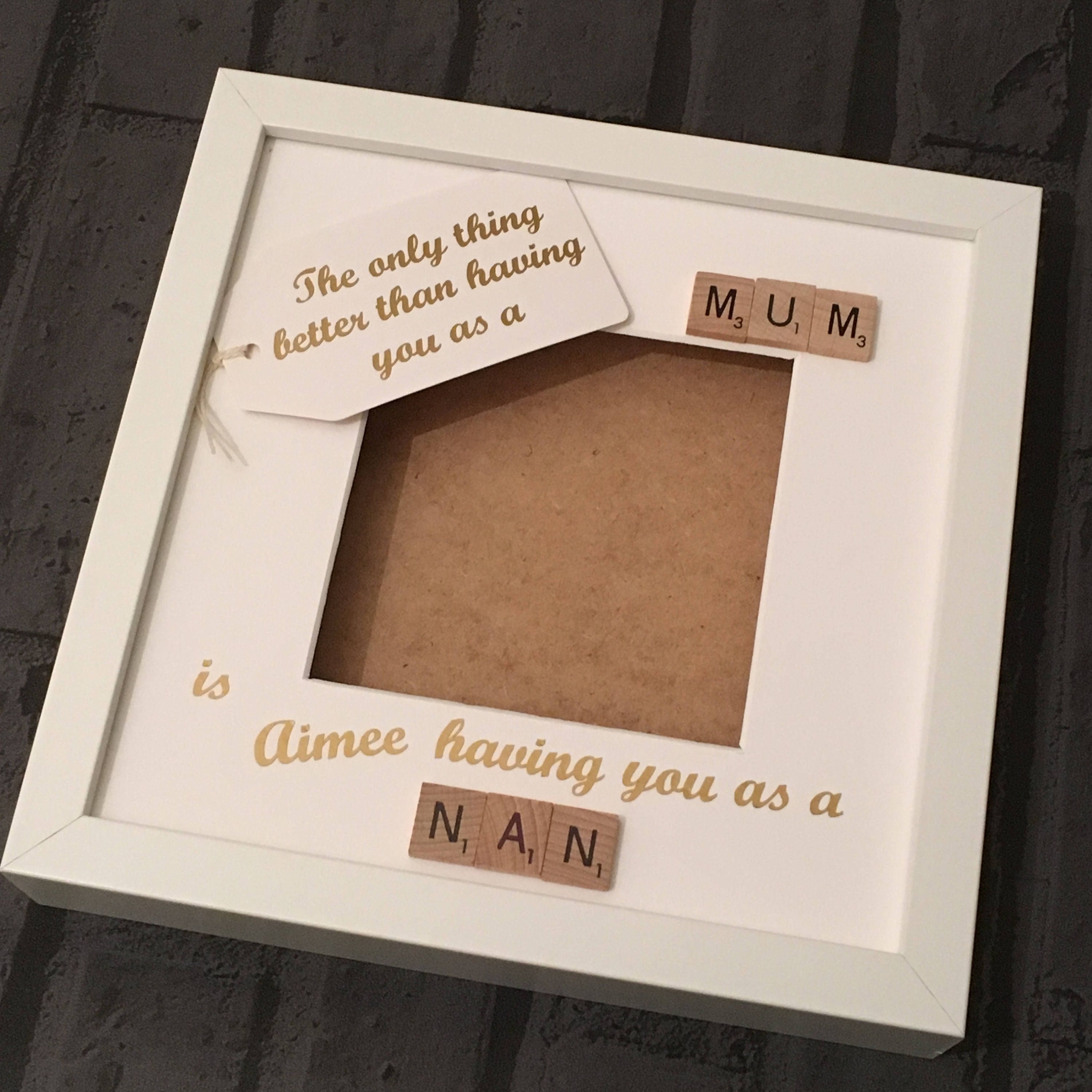 Mum to Nanny Personalised Scrabble Art Photo Frame, Gift for Mum