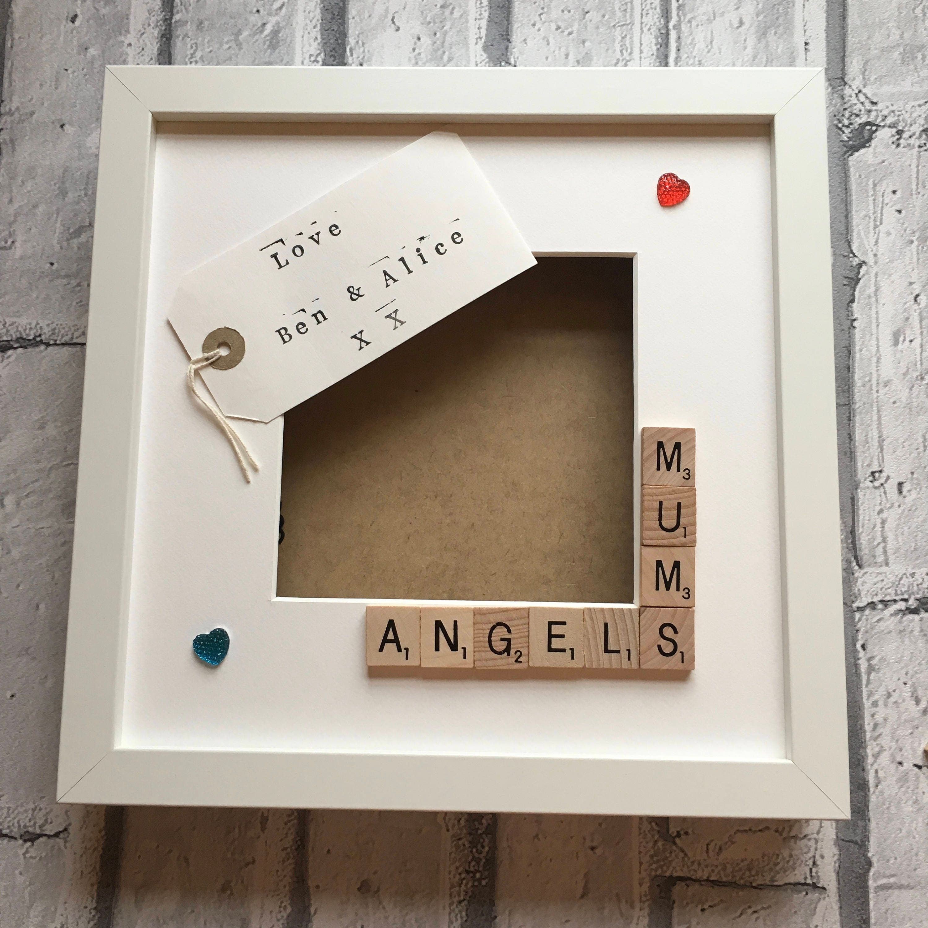 Mummy's Stars Angels Monsters Letter Tile Photo Frame with personalised message.