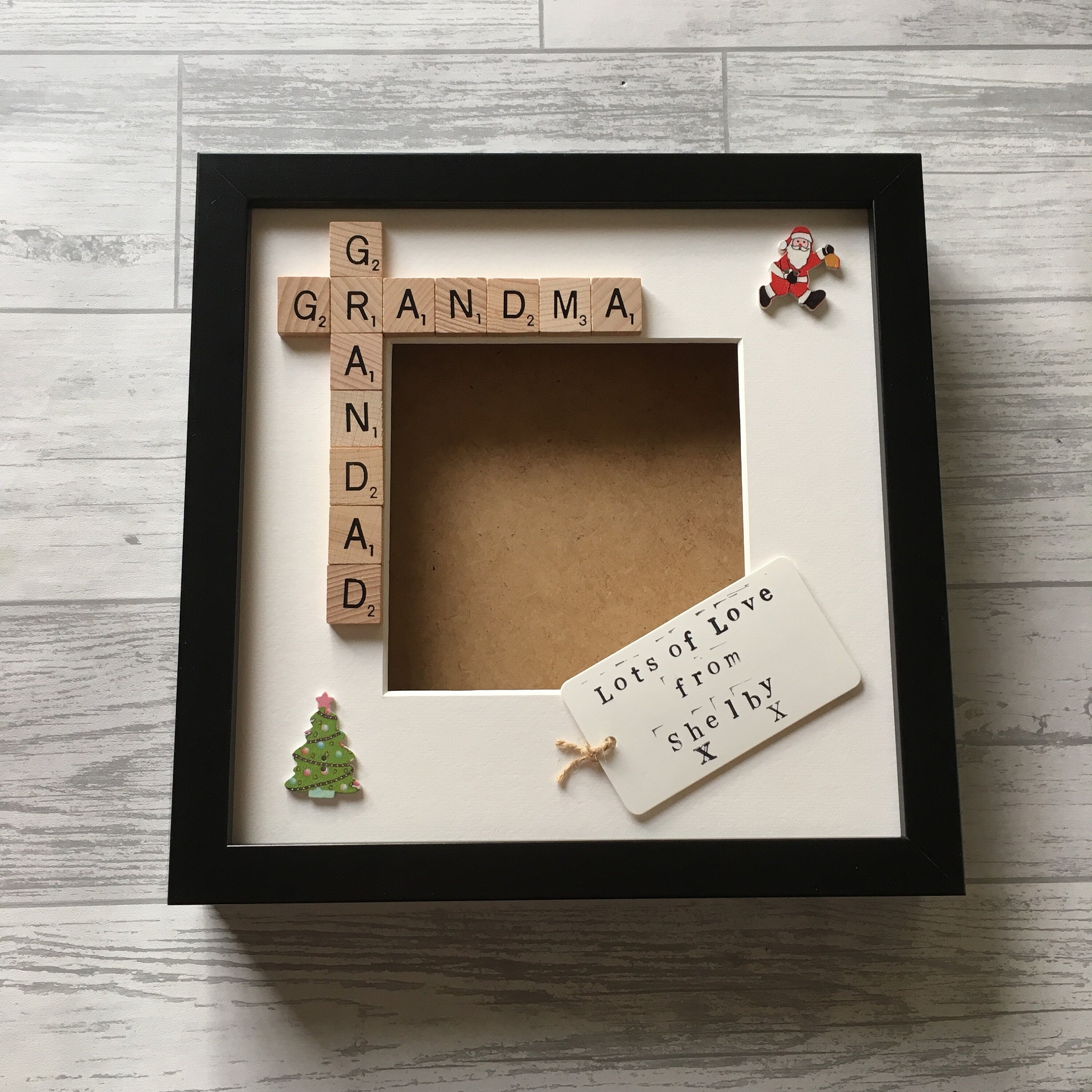 Nanny Grandad Grandparent Letter Tile Box Frame | Personalised Family Names Gift for Grandma, Nana & Grandad