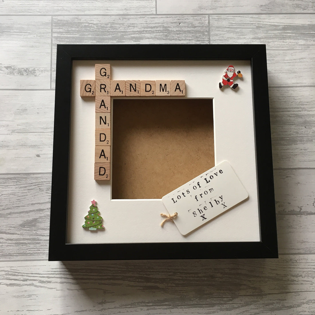 Nanny Grandad Grandparent Letter Tile Box Frame | Personalised Family Names Gift for Grandma, Nana & Grandad