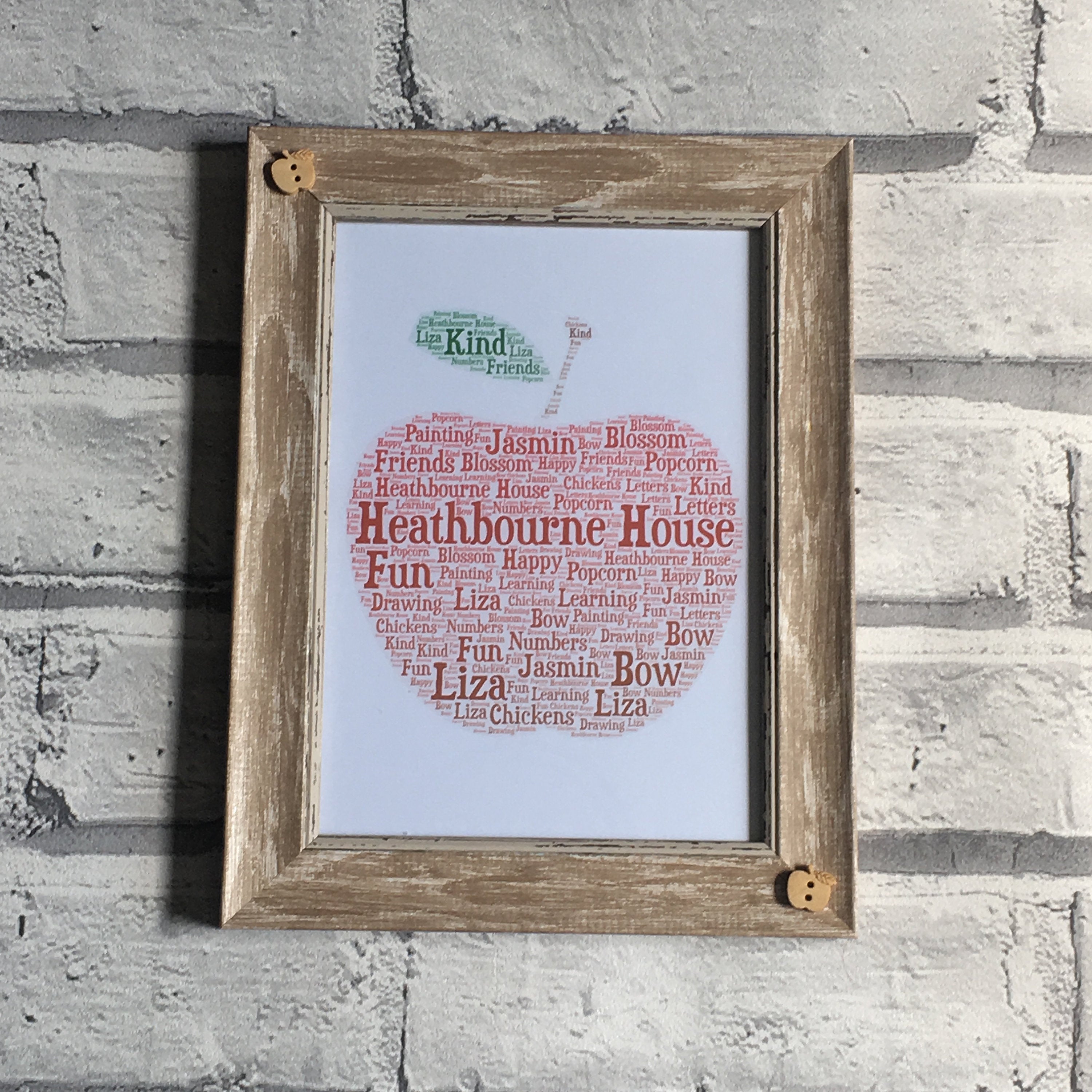Custom Word Art Print, Personalised Typography Gift, 5x7 Framed
