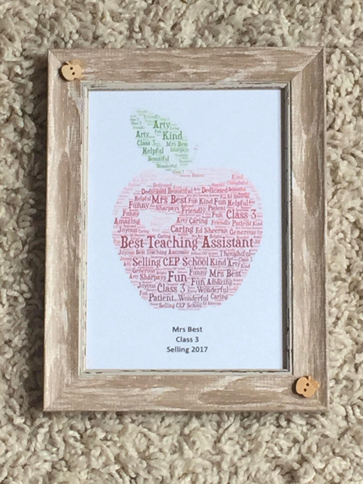 Custom Word Art Print, Personalised Typography Gift, 5x7 Framed