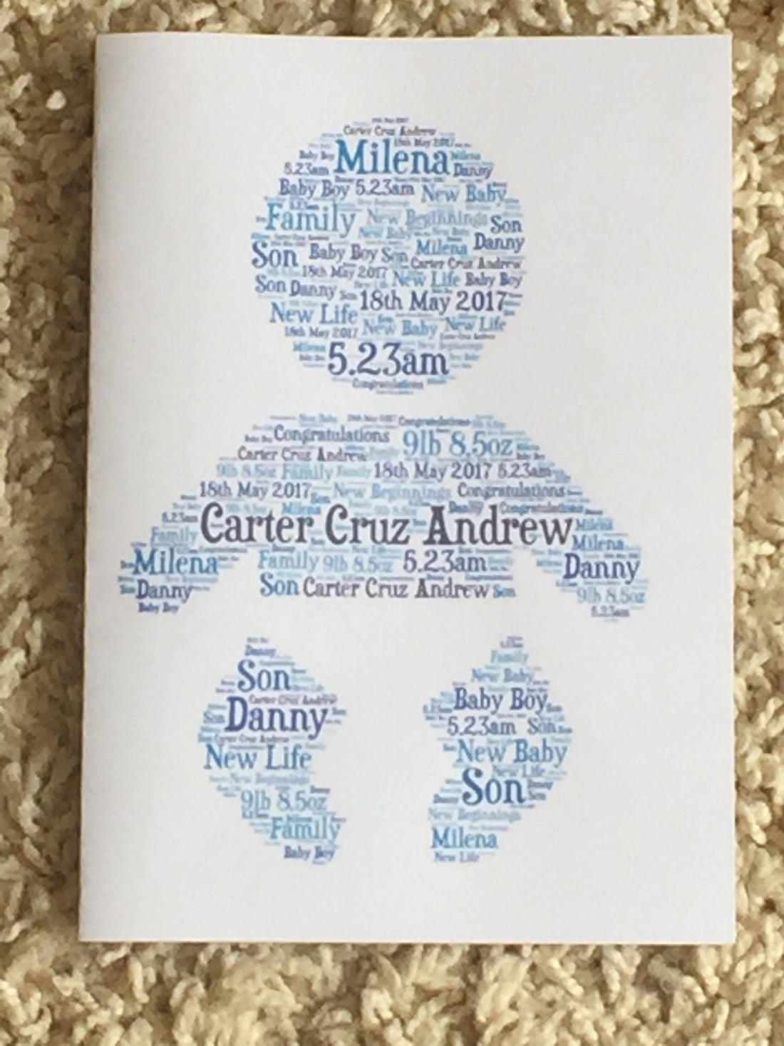 Word Art Birthday Card | Typography Word Cloud | Personalised with your choice of shape, words and colour.