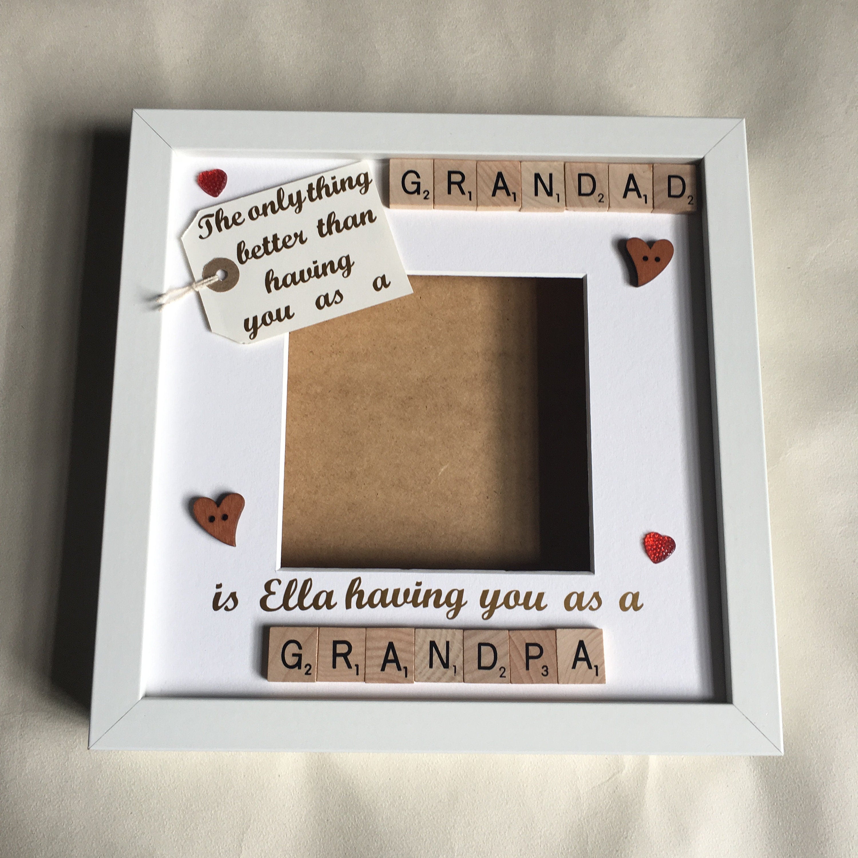 Grandad to Great Grandad Scrabble Art Photo Frame | Personalised gift for him