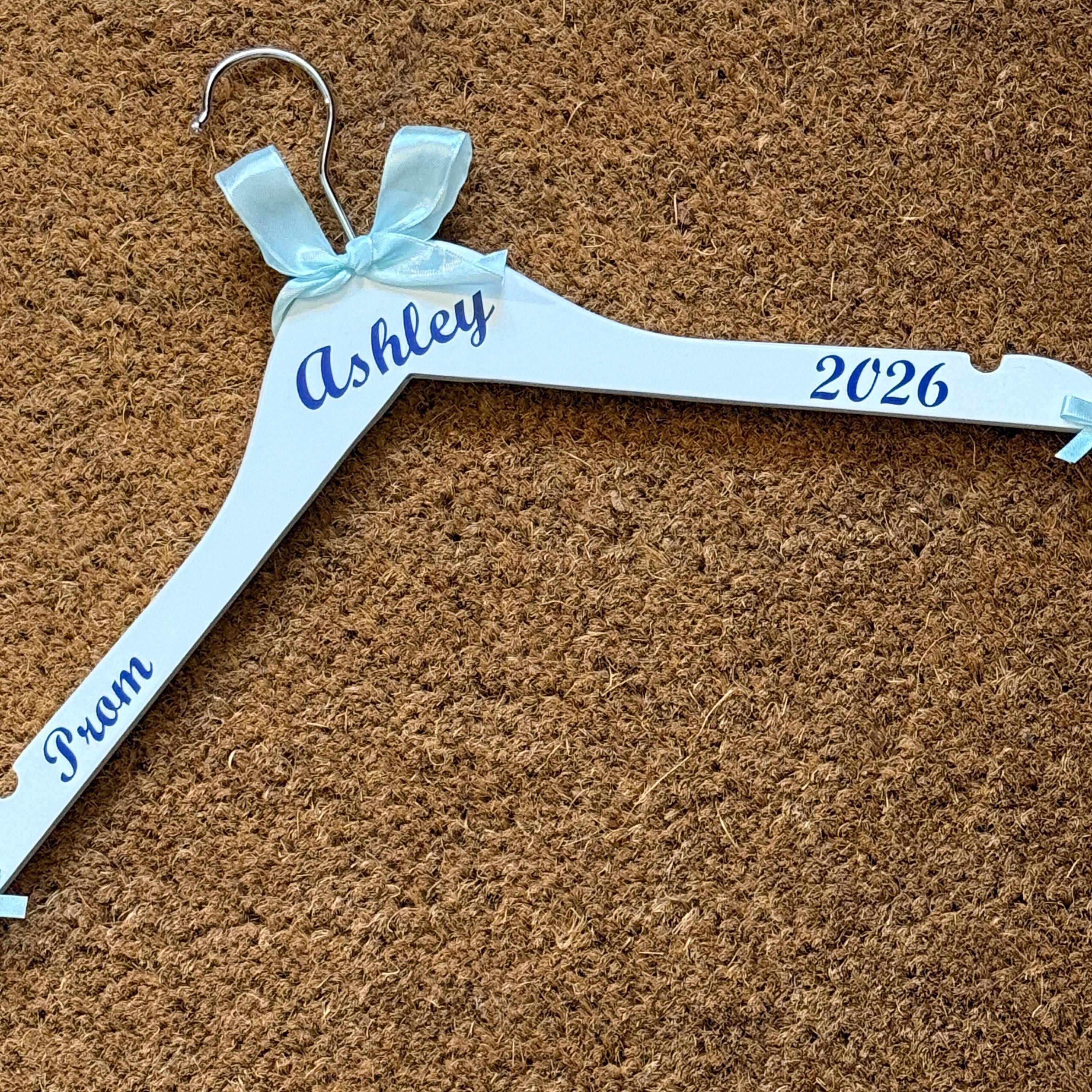 Prom Dress Hanger, Keepsake Photo Prop.Personalised with name, date and school.
