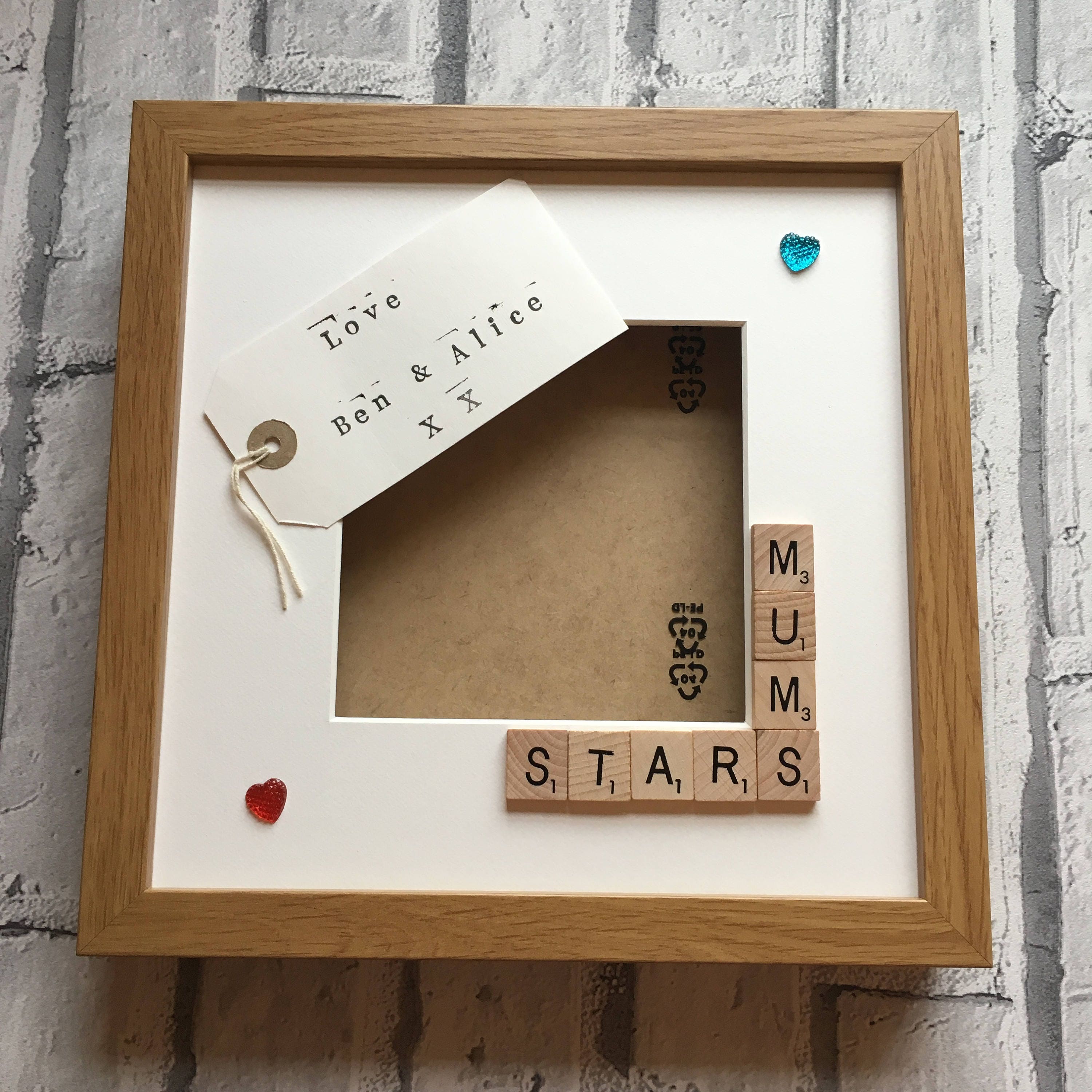 Mummy's Stars Angels Monsters Letter Tile Photo Frame with personalised message.