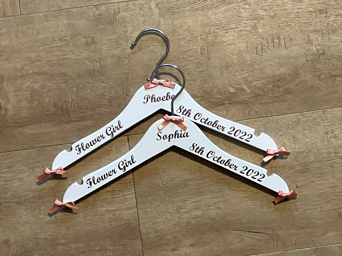 Wedding Hangers set of 4 | Personalised with name, date and role | Perfect Memento
