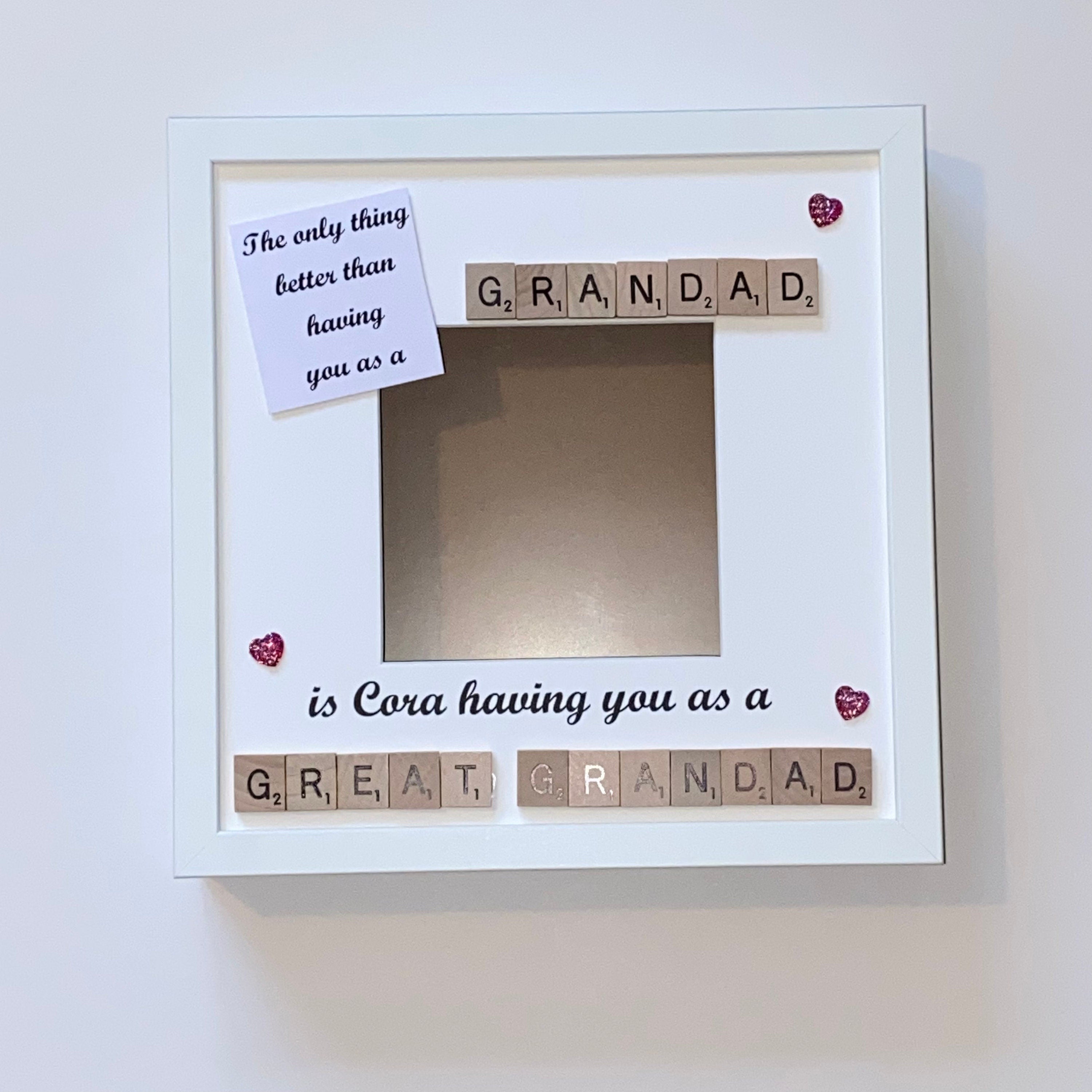 Grandad to Great Grandad Scrabble Art Photo Frame | Personalised gift for him
