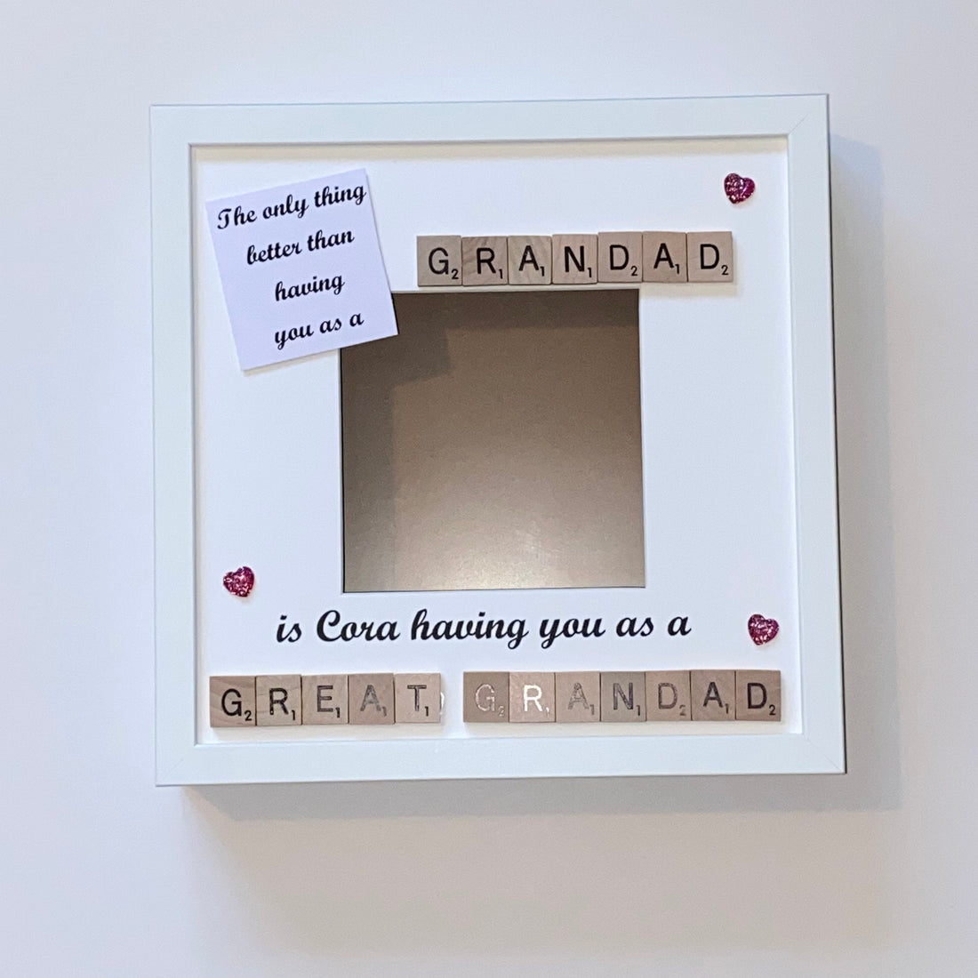 Grandad to Great Grandad Scrabble Art Photo Frame | Personalised gift for him