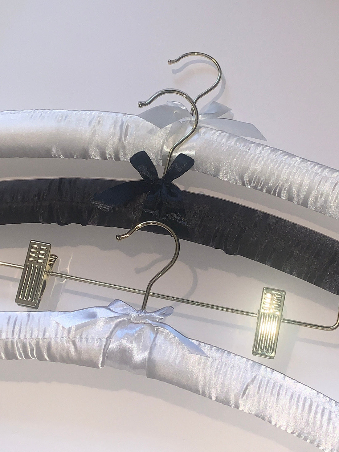 Satin Wedding Dress Hanger and Wooden Bridesmaids Hanger Set | Personalised