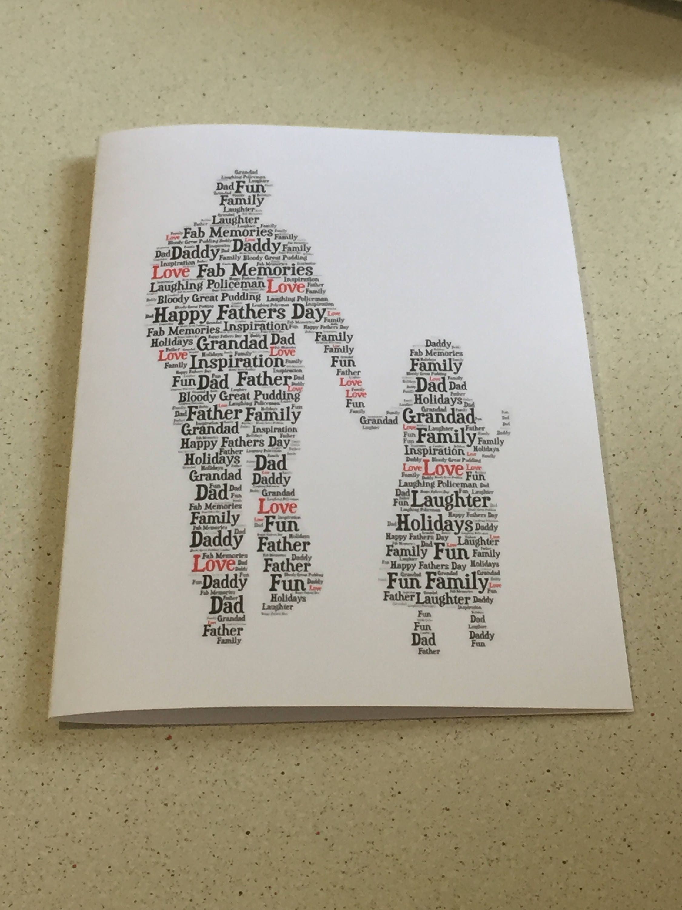 Father's Day Word Art Card - Customised with you choice of shape, words and colours.
