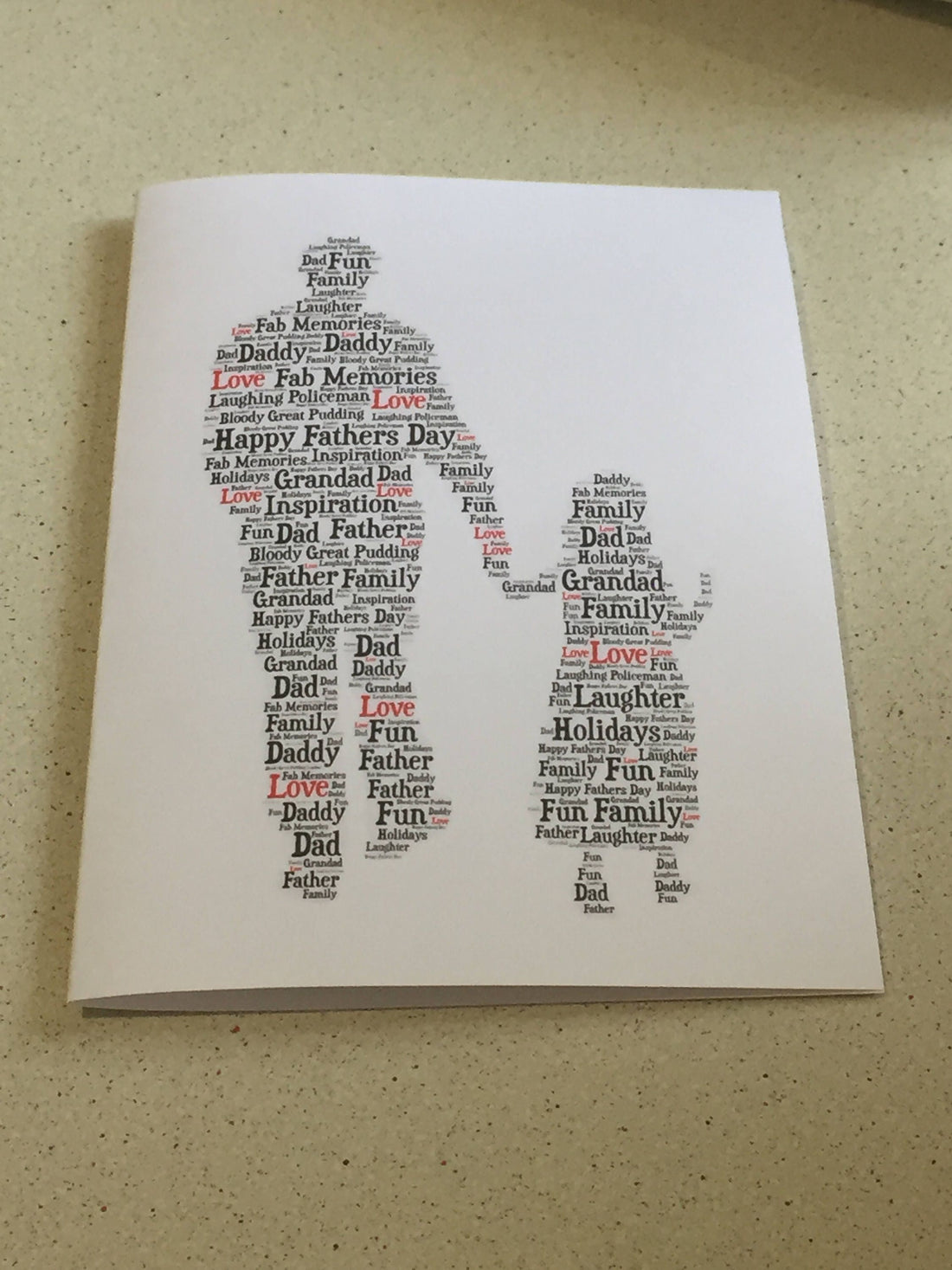 Father's Day Word Art Card - Customised with you choice of shape, words and colours.