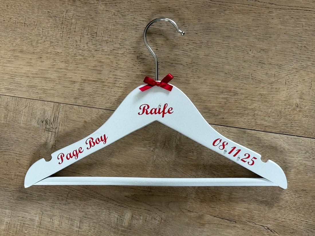 Page Boy Outfit Hanger | Personalised hanger for page Boy, Ring Bearer etc. Bridal Party Keepsake