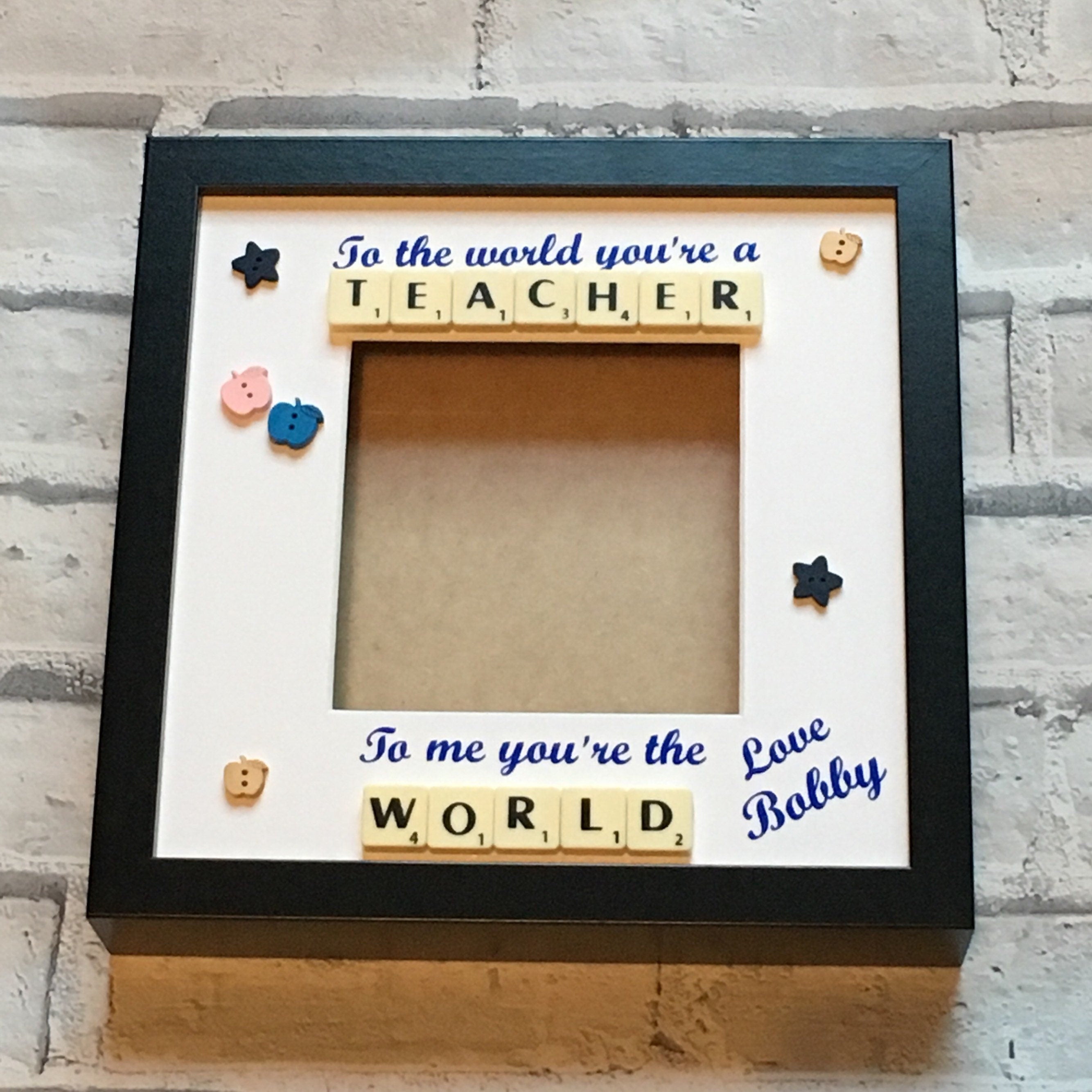 Teacher Letter Tile Personalised Photo Frame - End of year thank you gift.