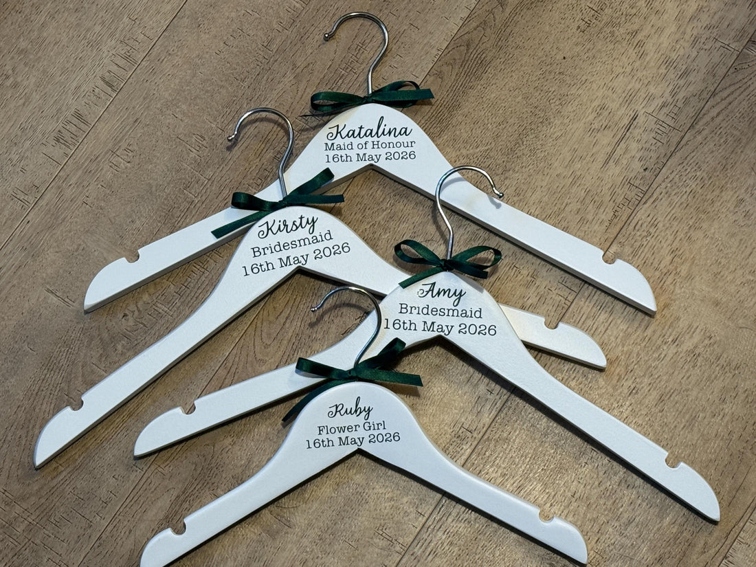 Simple Top Detail Wedding Hanger - Personalised with text and colours