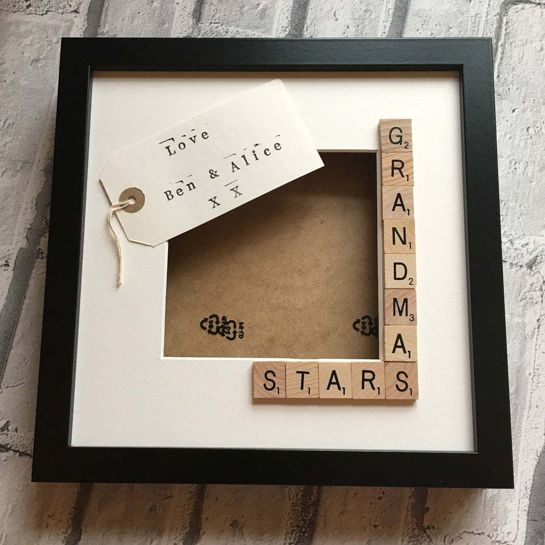 Nanny's Angels, Monsters or Stars Letter Tile Photo Frame - With personalised message inside.