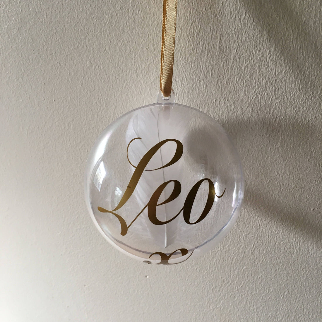 Christmas Memory Bauble, Personalised with name. Feather Ornament