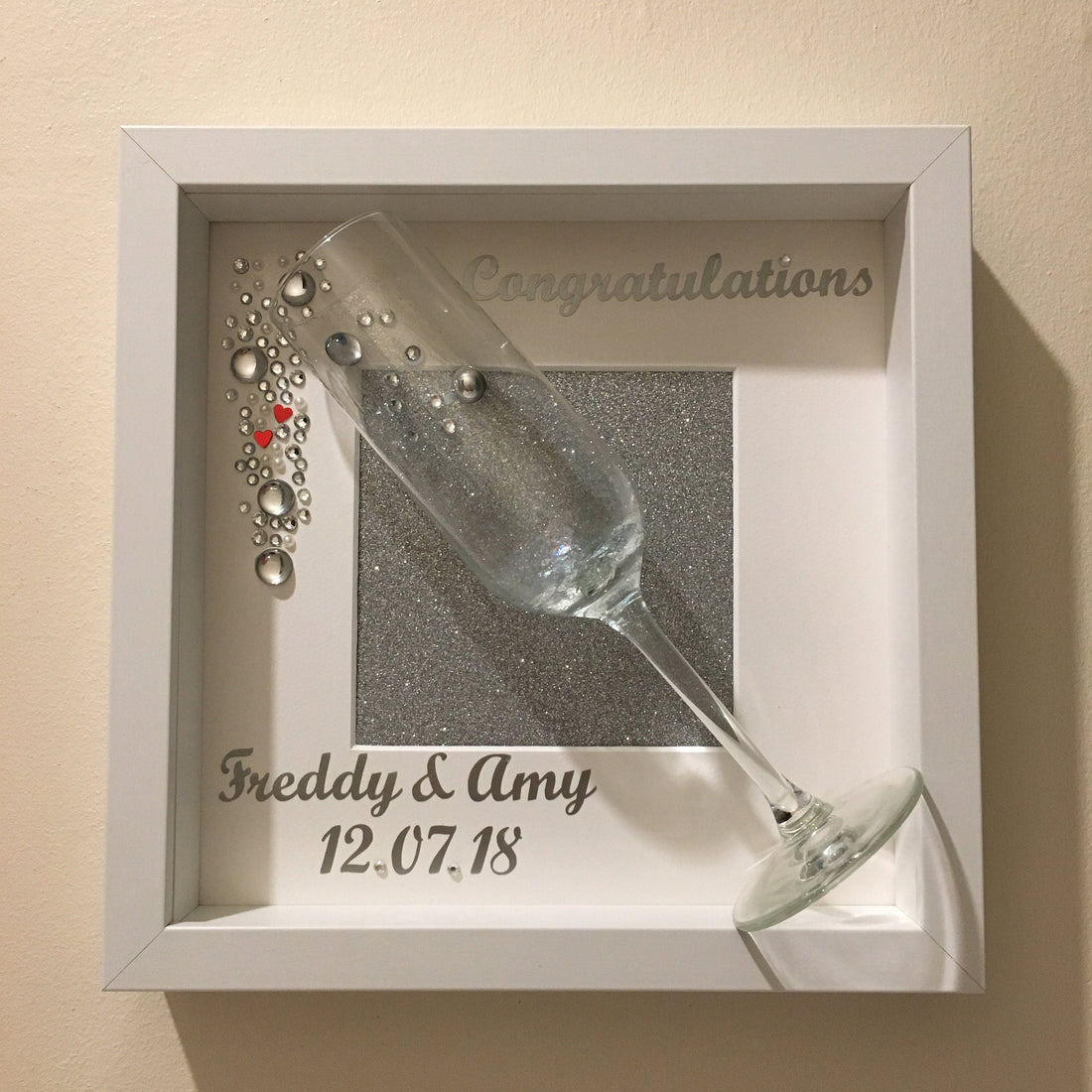 Champagne Flute Wedding Frame - Personalised with names and date.