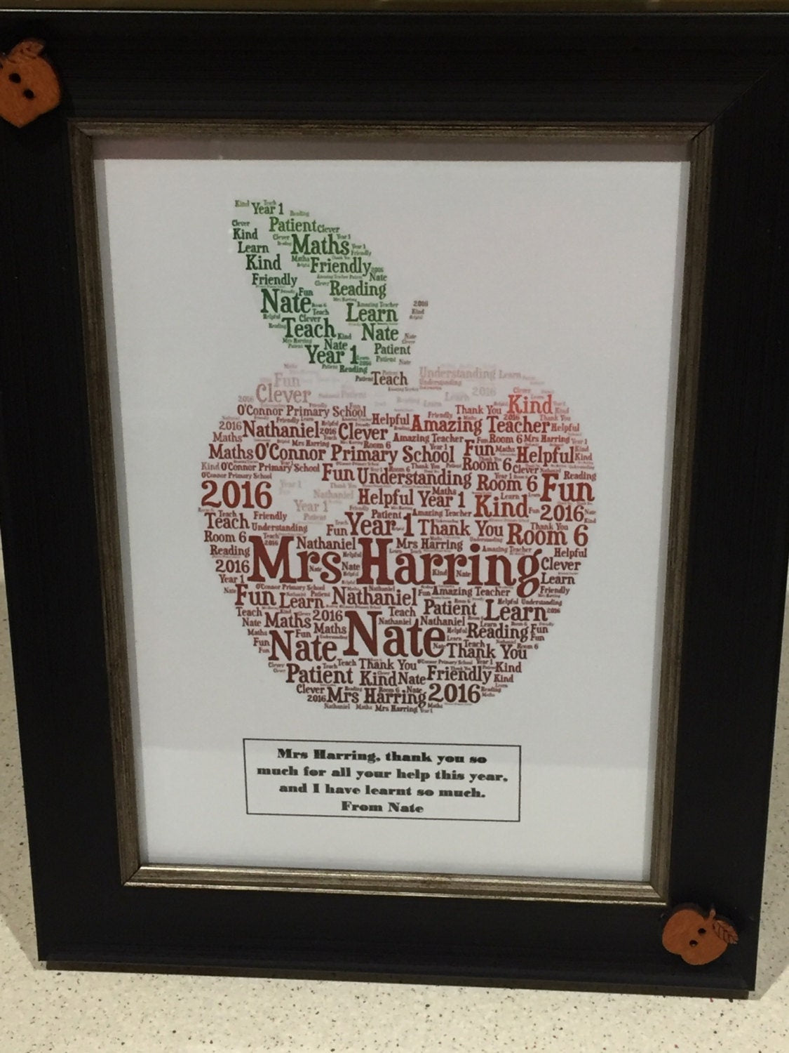 Custom Word Art Print, Personalised Typography Gift, 5x7 Framed