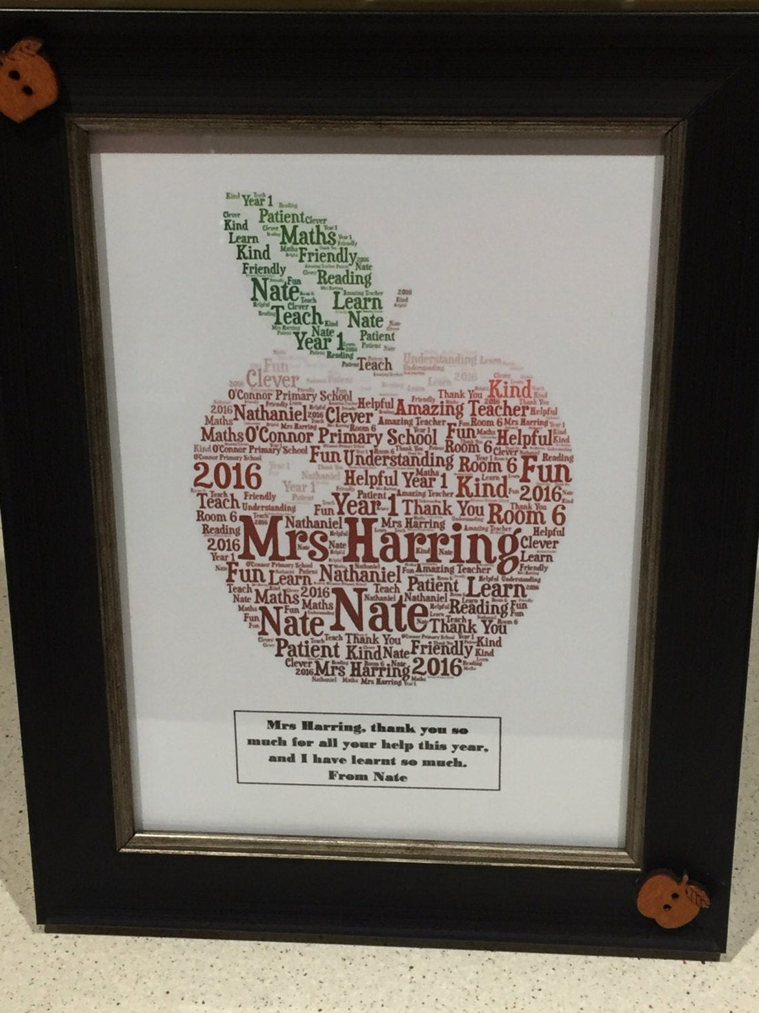 Custom Word Art Print, Personalised Typography Gift, 5x7 Framed