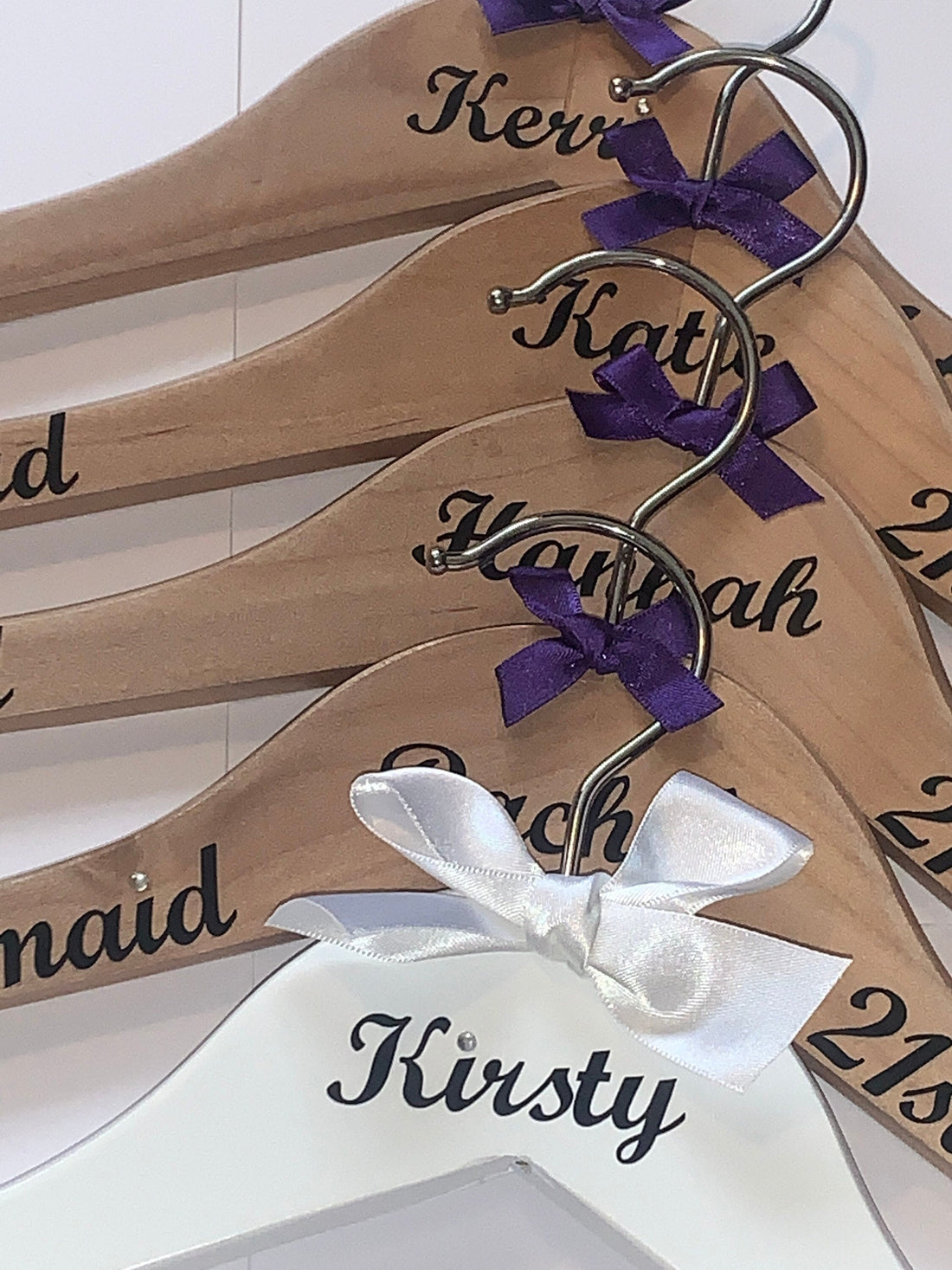 Wedding Outfit Hangers - Personalised Bridal Party Hangers set of 5 - Wedding Gown Hanger