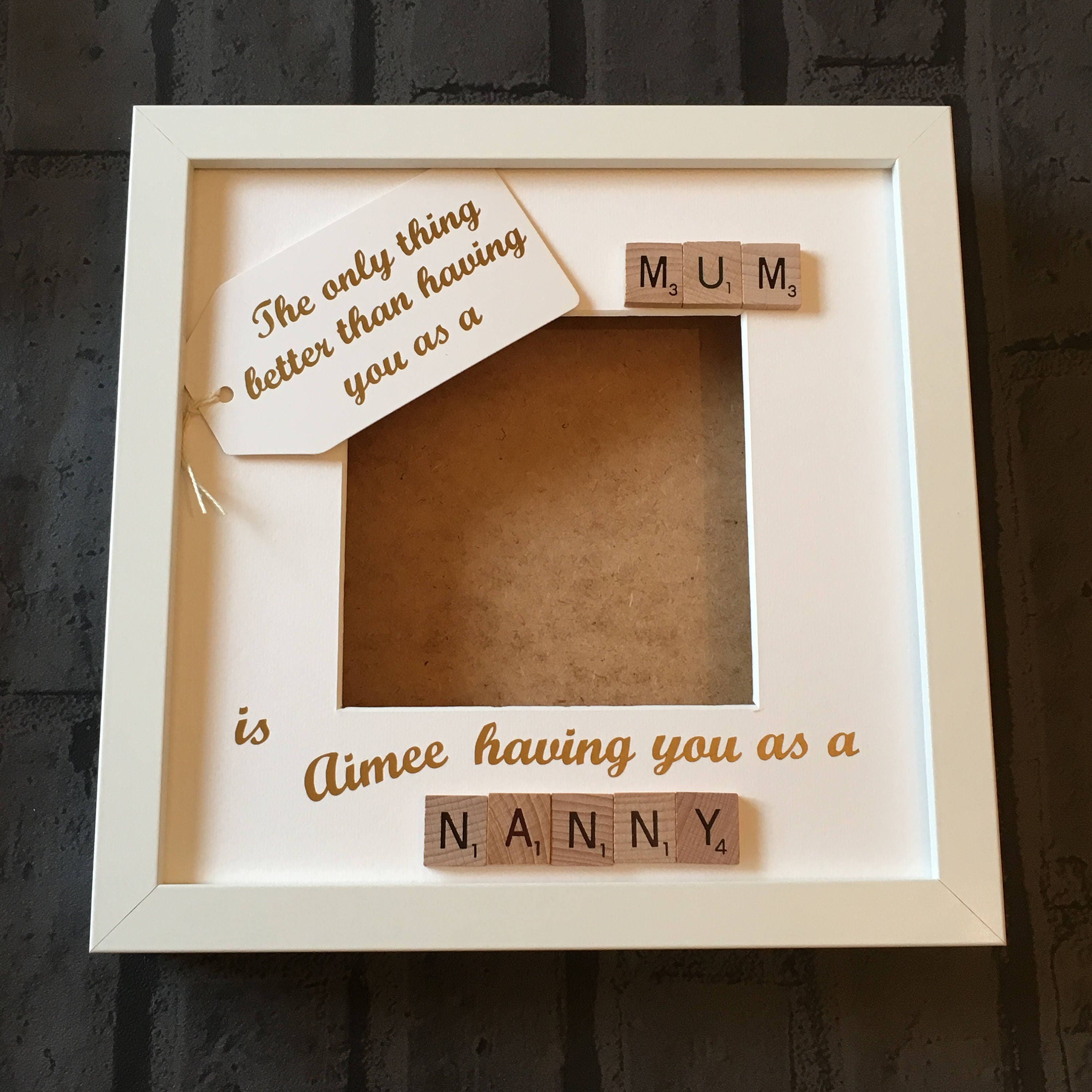 Mum to Nanny Personalised Scrabble Art Photo Frame, Gift for Mum