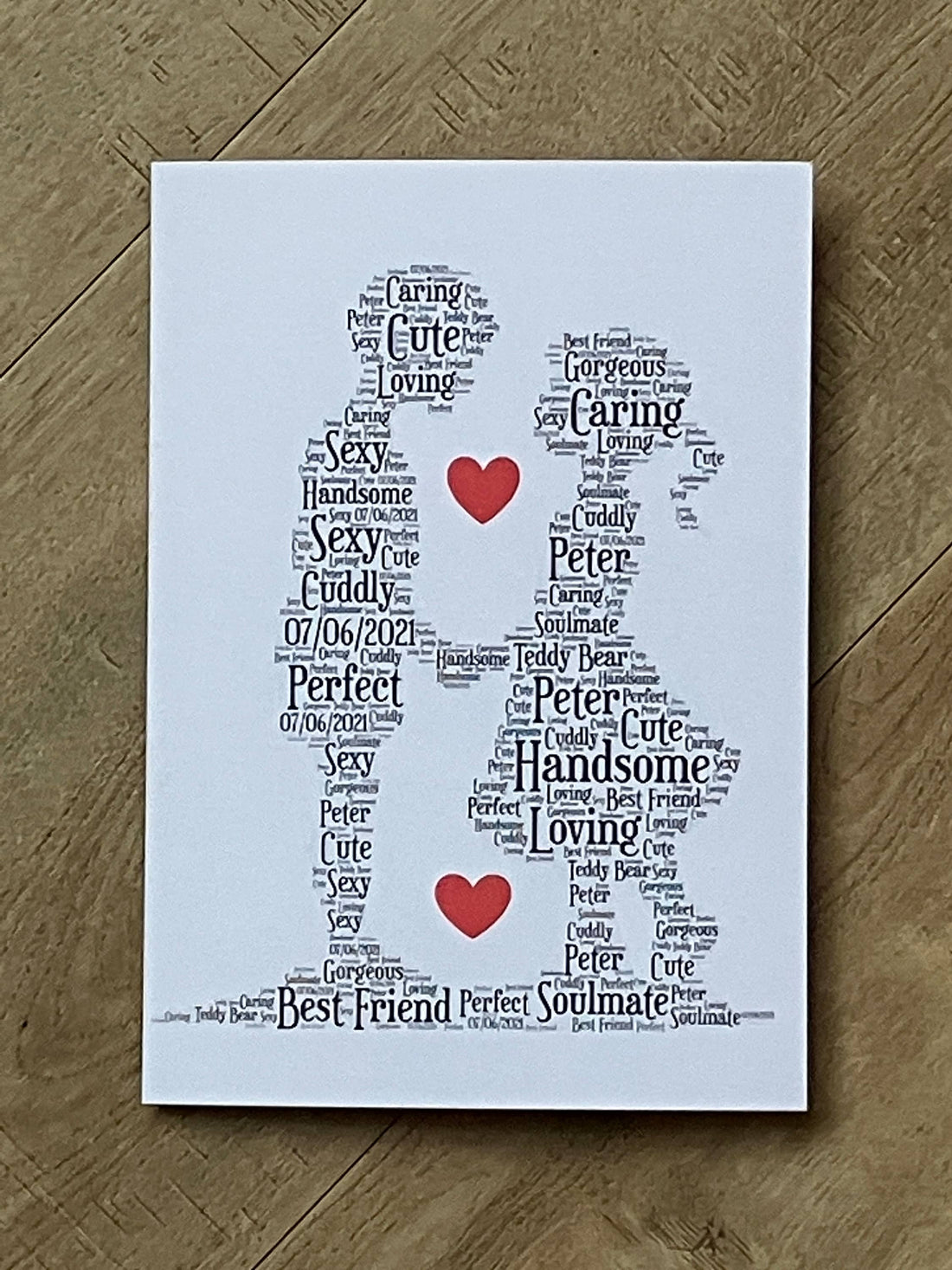 Valentine's Day Word Art Card | Custom Typography A5 Card | Personalised with your words.