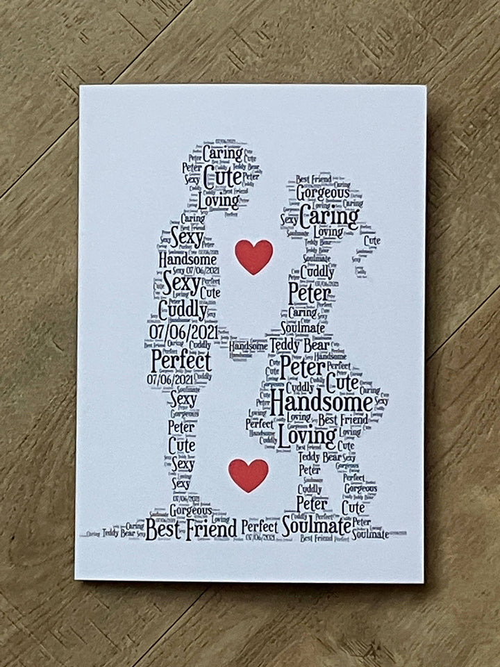 Valentine's Day Word Art Card | Custom Typography A5 Card | Personalised with your words.