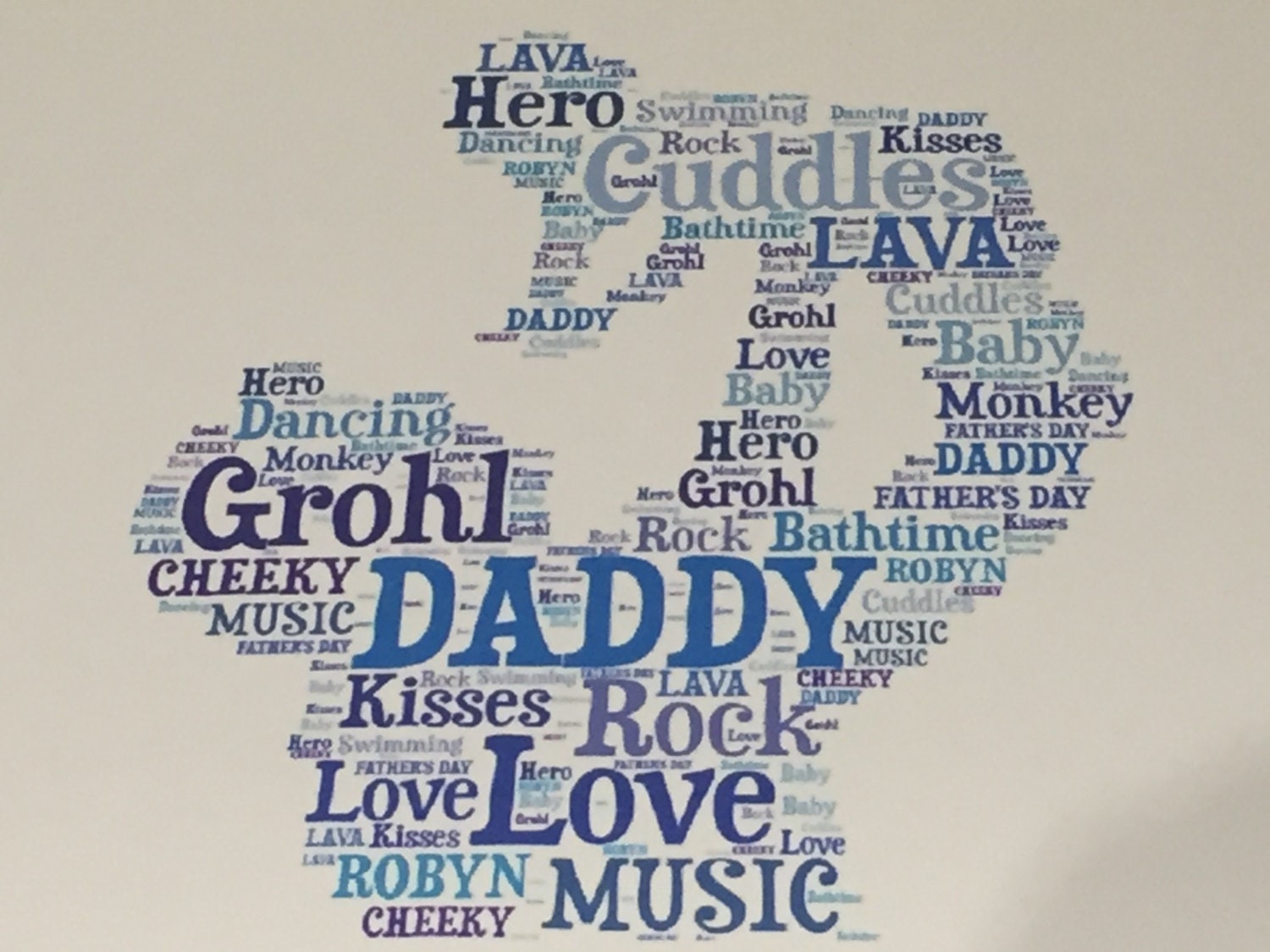 Father's Day Word Art Card - Customised with you choice of shape, words and colours.