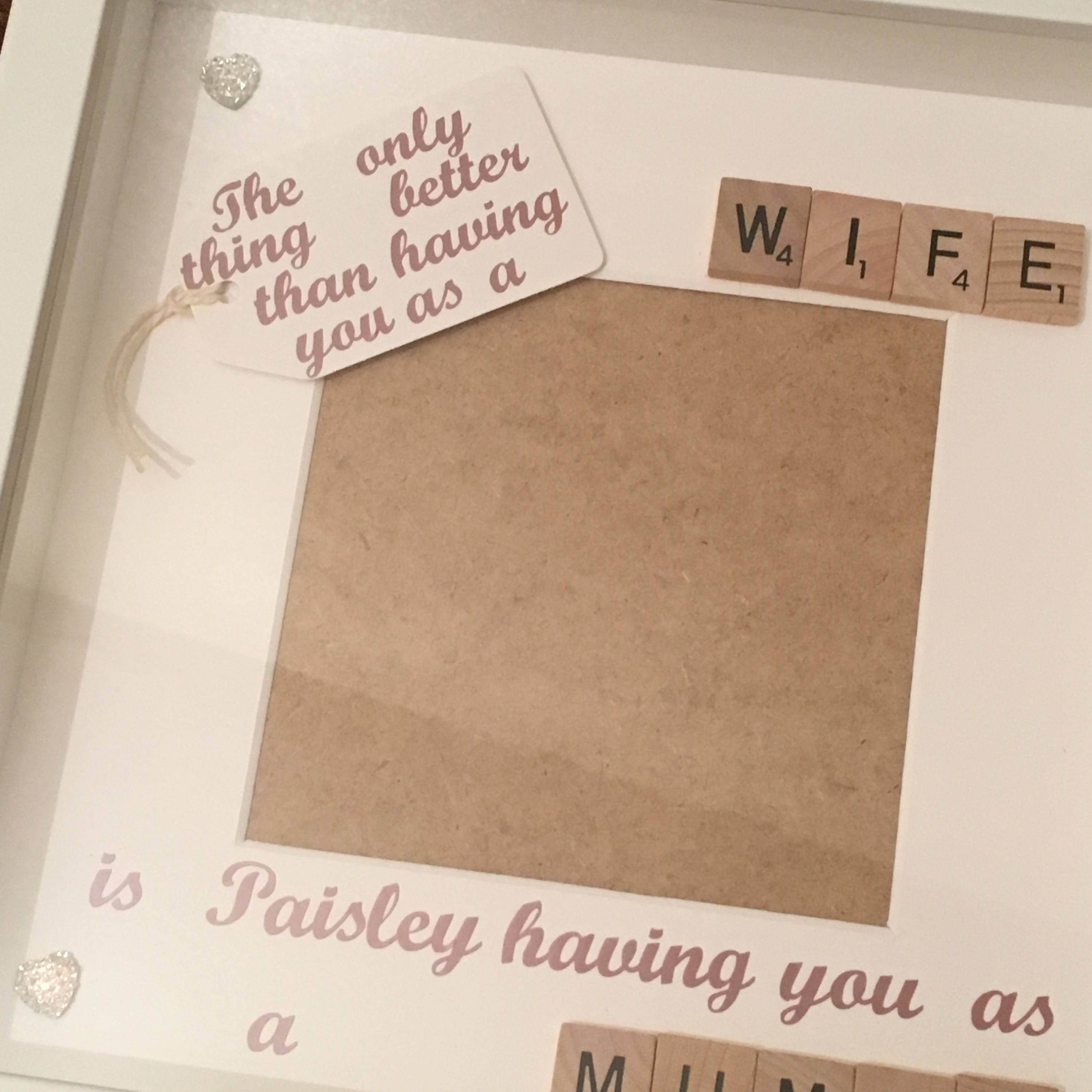 Wife to Mummy - Only thing better Scrabble Art Photo Frame - Personalised with name.