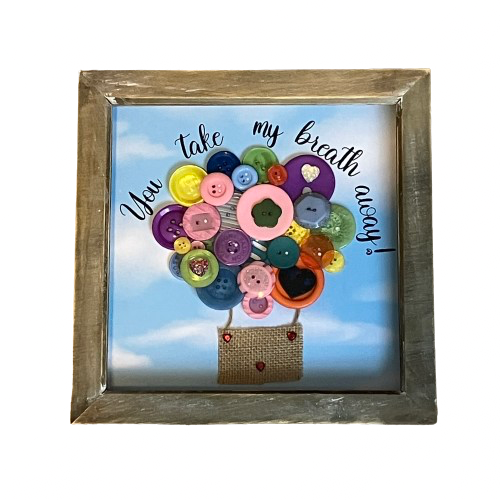 Hot Air Balloon Button Art Framed Picture | 3d art frame | Can be personalised.