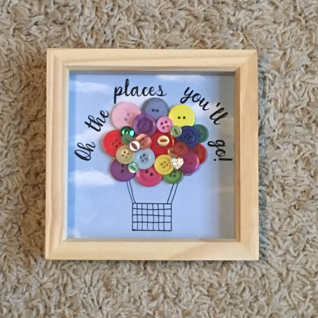 Hot Air Balloon Button Art Framed Picture | 3d art frame | Can be personalised.