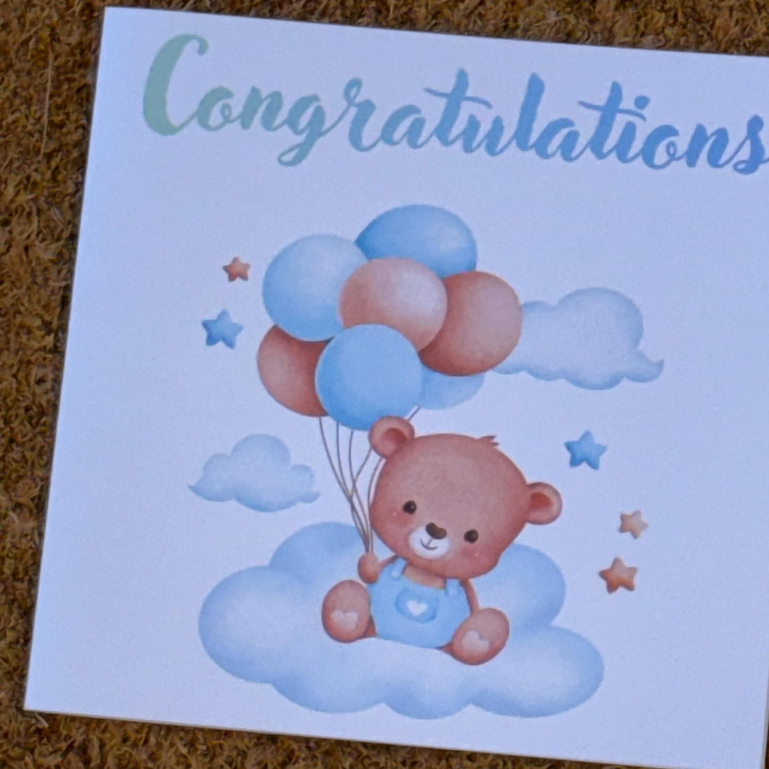 Baby Congratulations Card | Bear & Balloons, Newborn Gift