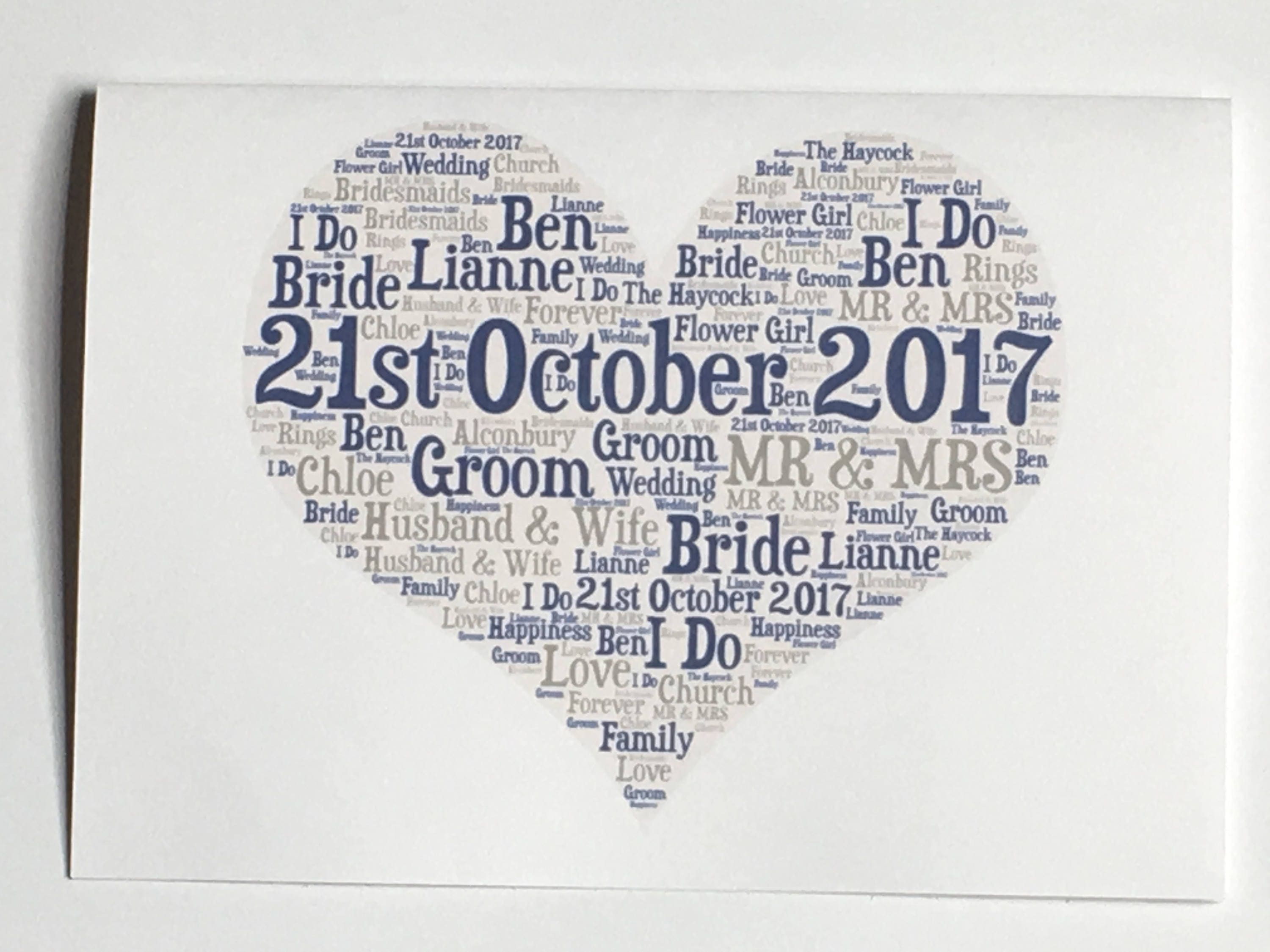 Customised Word Art Card - Your choice of shape, words and colours to create a unique card.