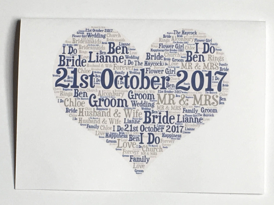 Customised Word Art Card - Your choice of shape, words and colours to create a unique card.