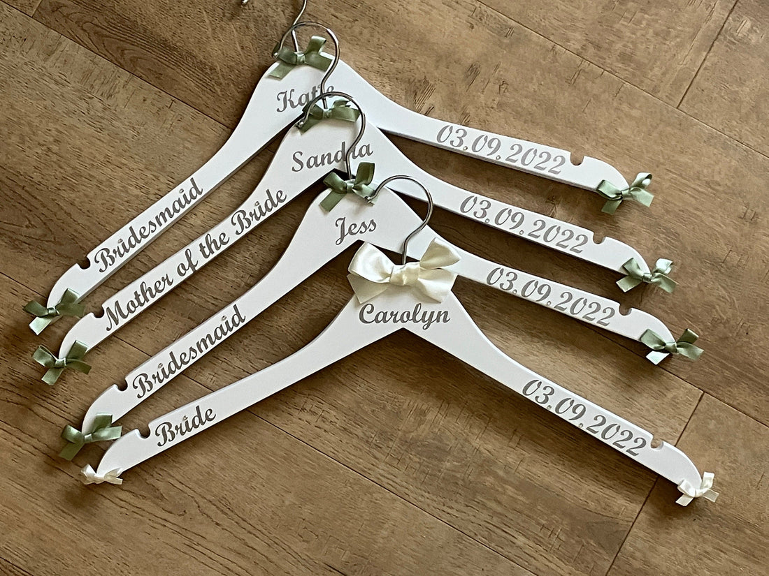 Personalised Wedding Hanger - Bridal Party Keepsake - Customised with name, date and role