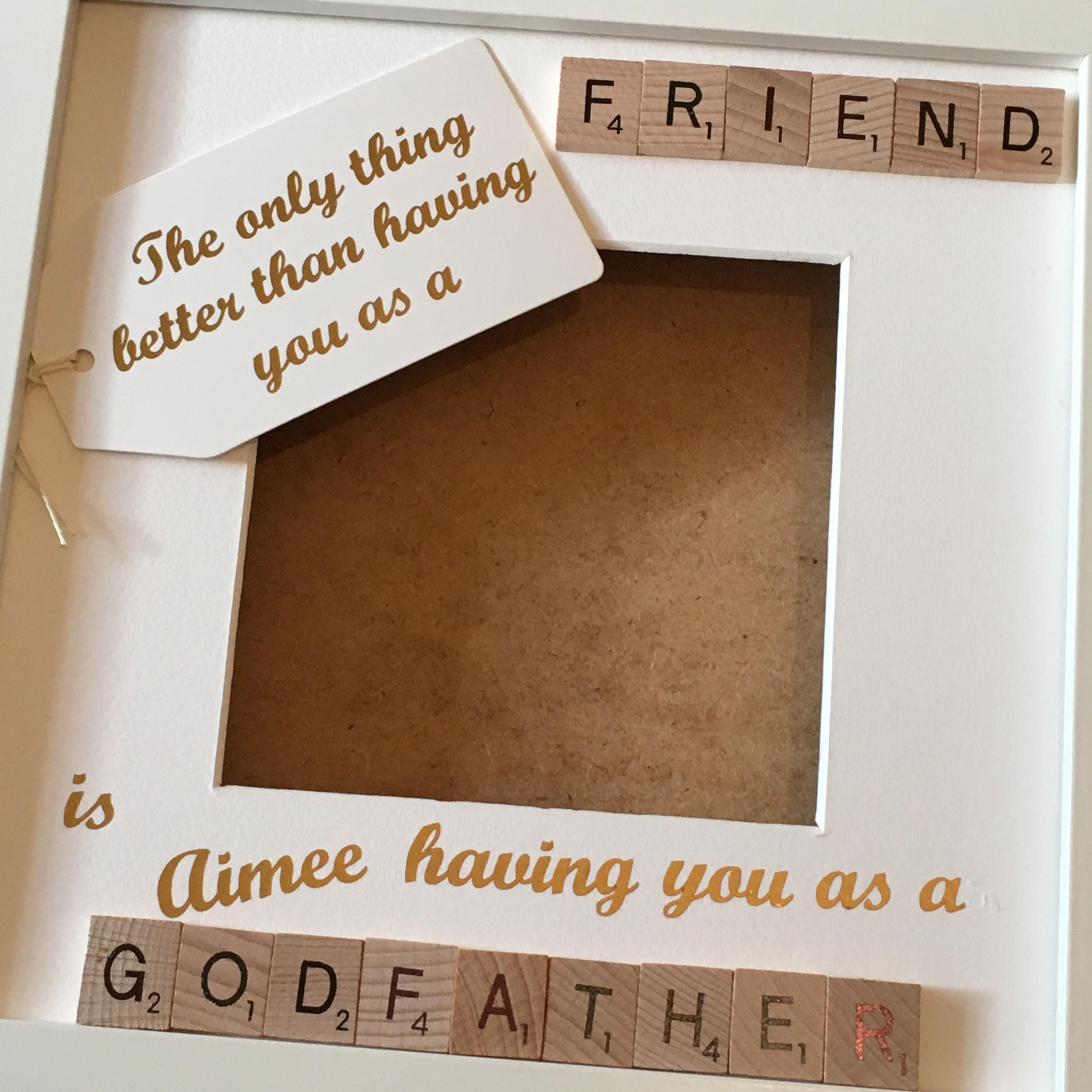 Godfather Friend Letter Tile Photo Frame - Perfect Christening GIft.