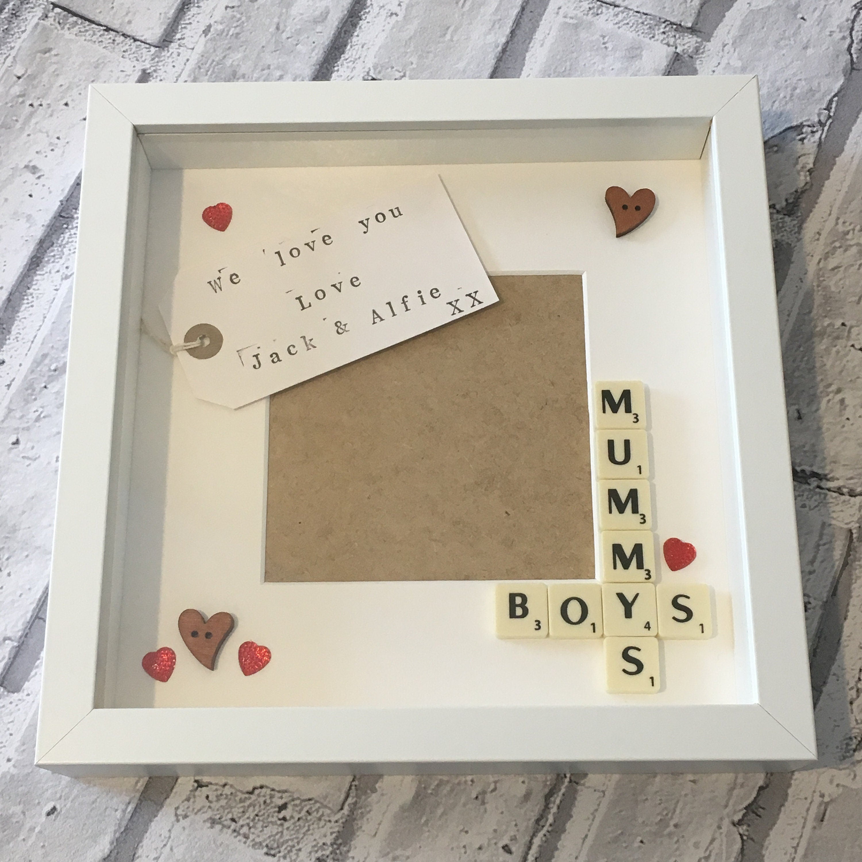 Mummy's Boy Personalised Scrabble Art Frame. Picture frame.