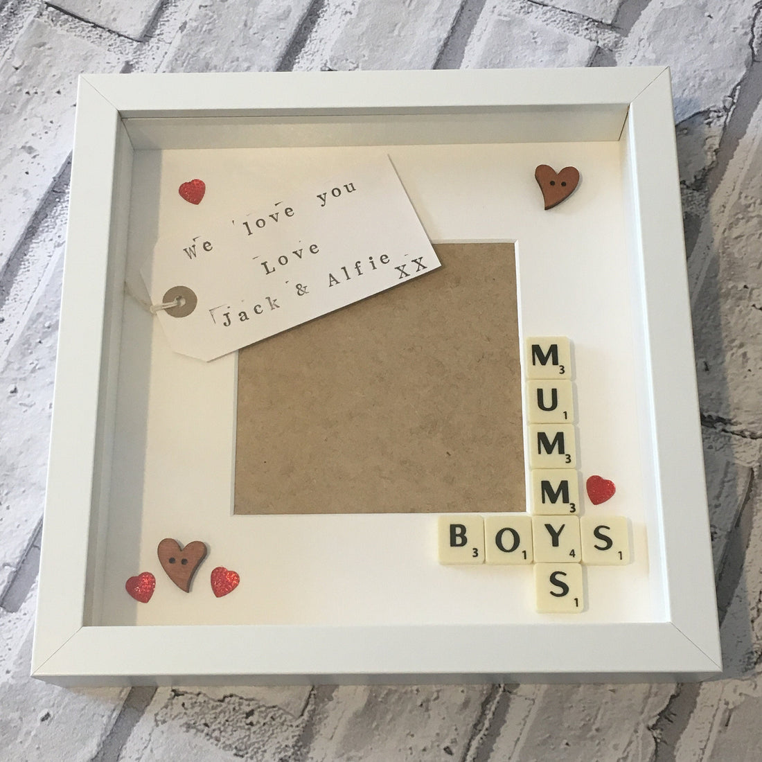 Mummy's Boy Personalised Scrabble Art Frame. Picture frame.