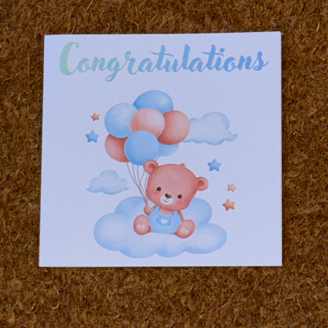 Baby Congratulations Card | Bear & Balloons, Newborn Gift