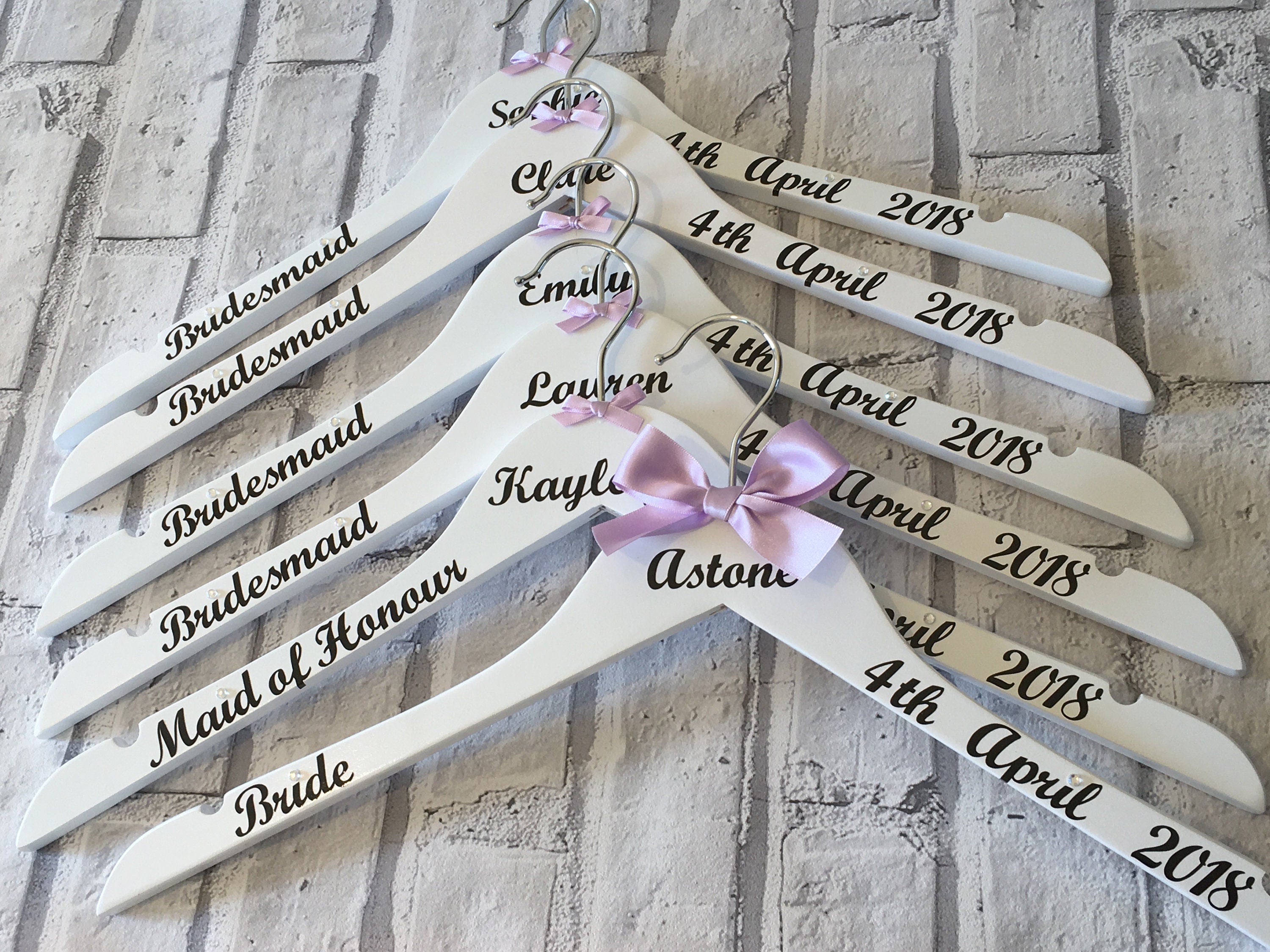 Wedding Outfit Hangers - Personalised Bridal Party Hangers set of 5 - Wedding Gown Hanger